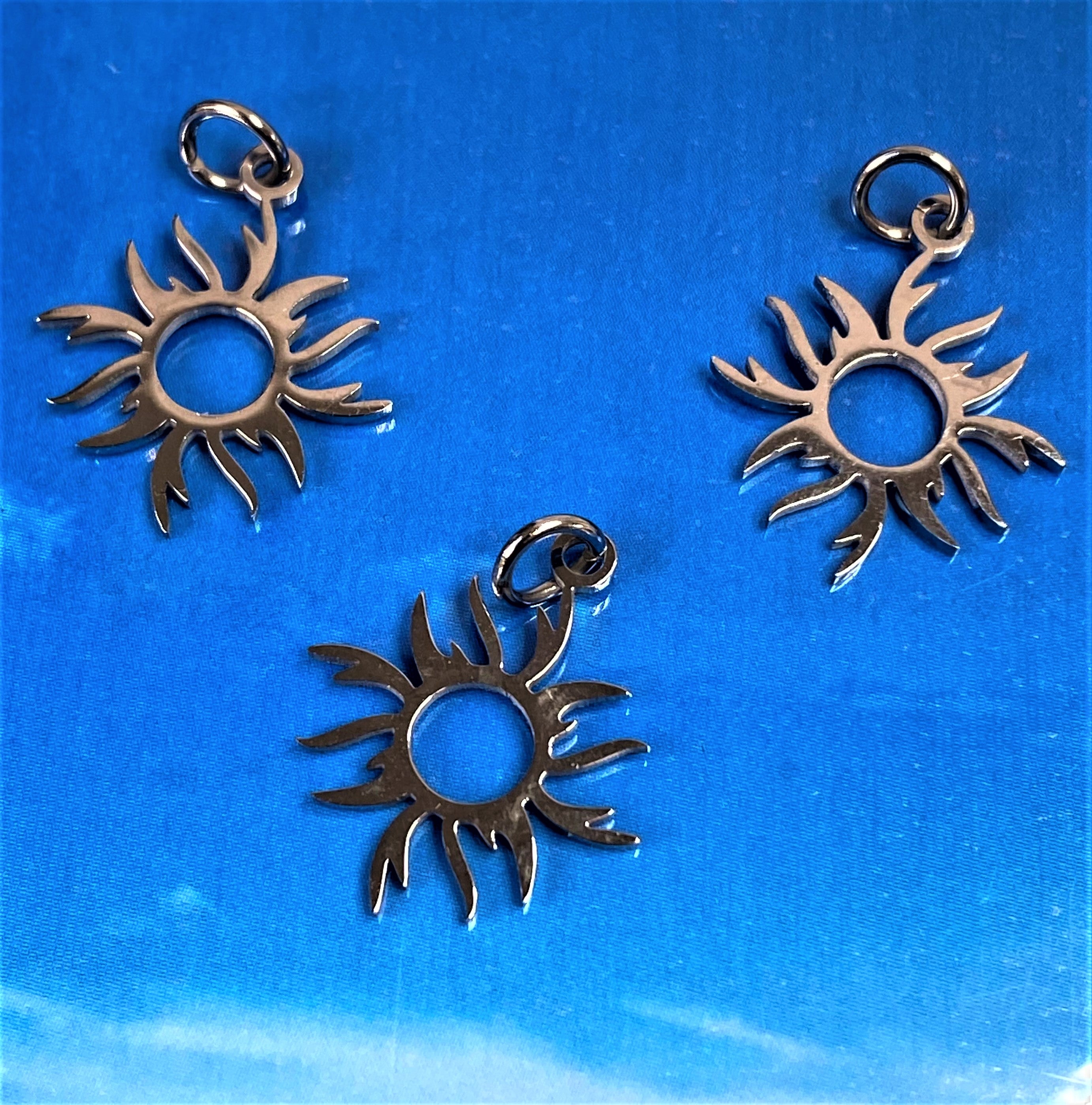 Pendentif - acier inoxydable - Eclipse solaire, couleur argent (1 pce)