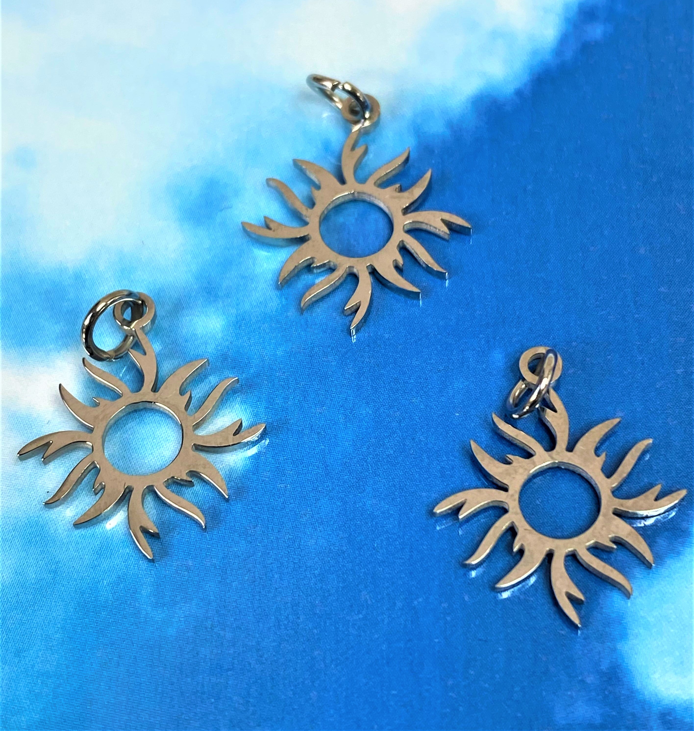 Pendentif - acier inoxydable - Eclipse solaire, couleur argent (1 pce)