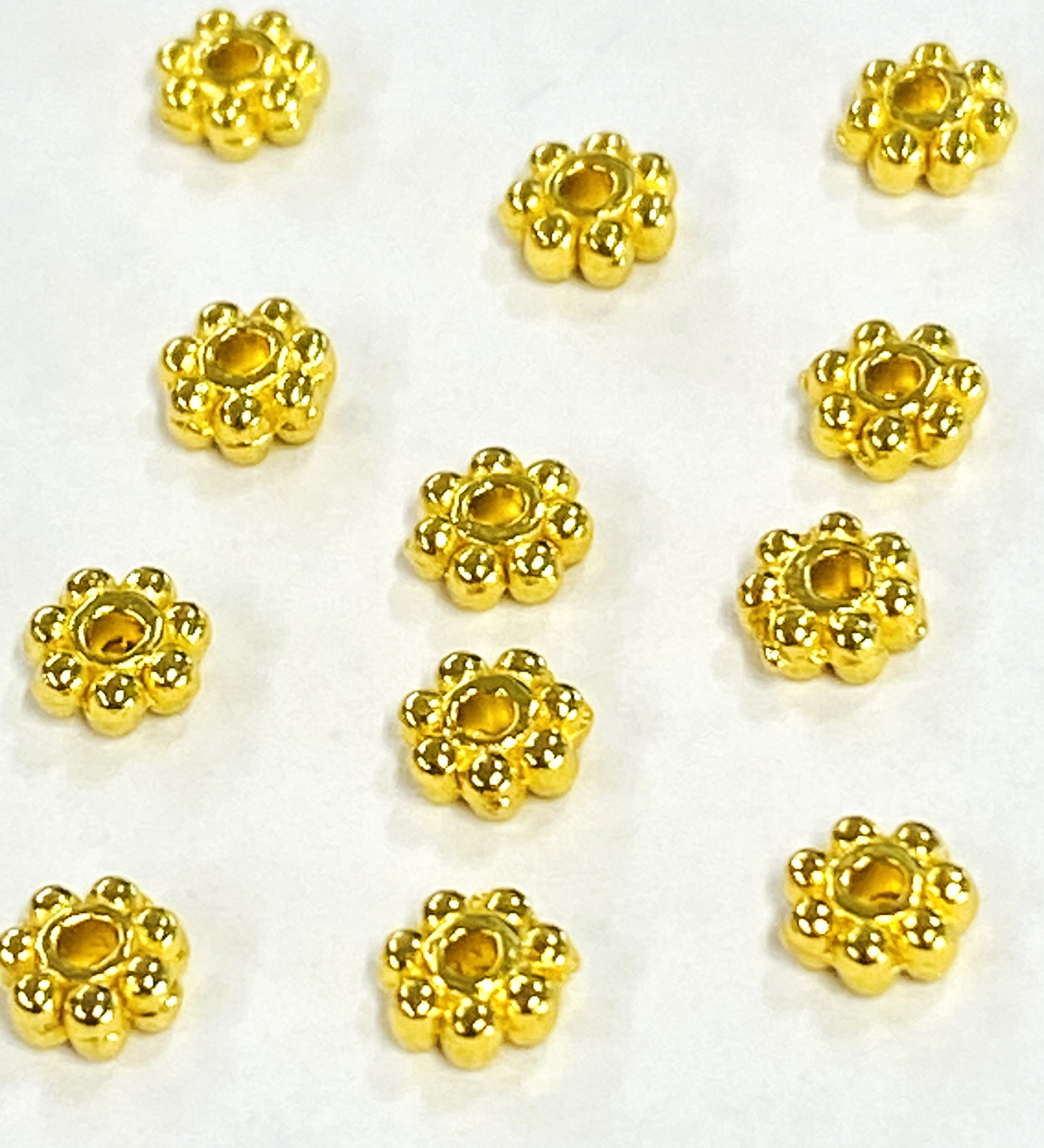 Alliage daisy séparateurs perles de style tibétain, fleur, or (10 pces)
