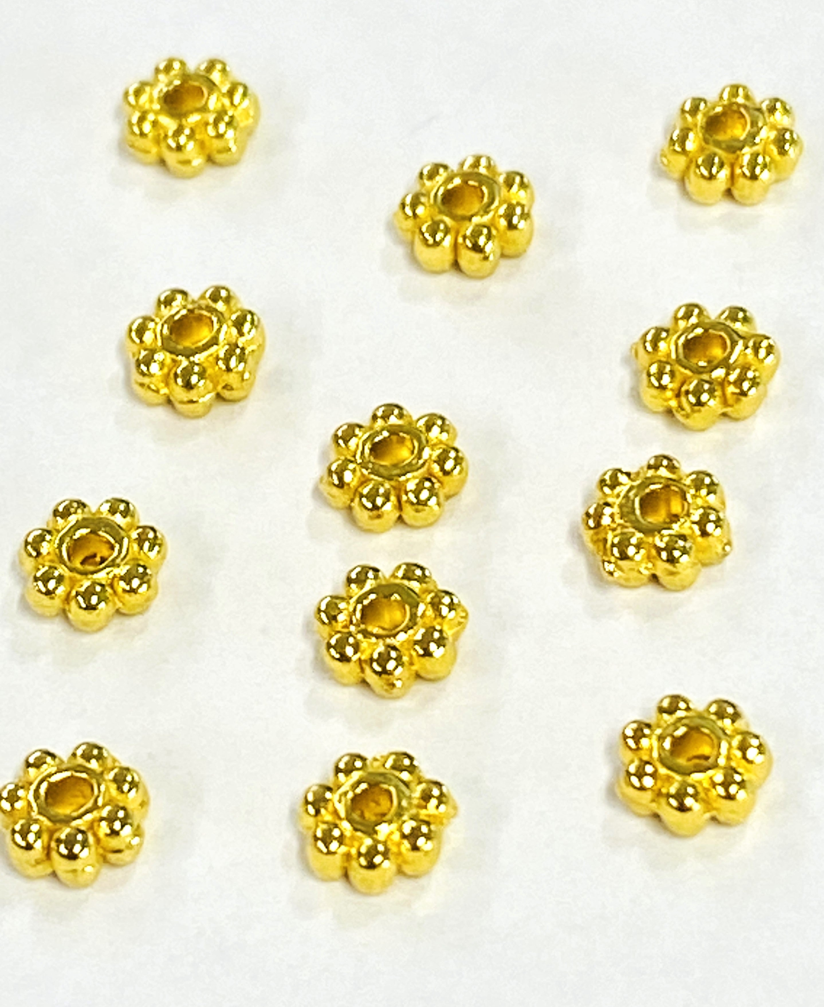 Alliage daisy séparateurs perles de style tibétain, fleur, or (10 pces)
