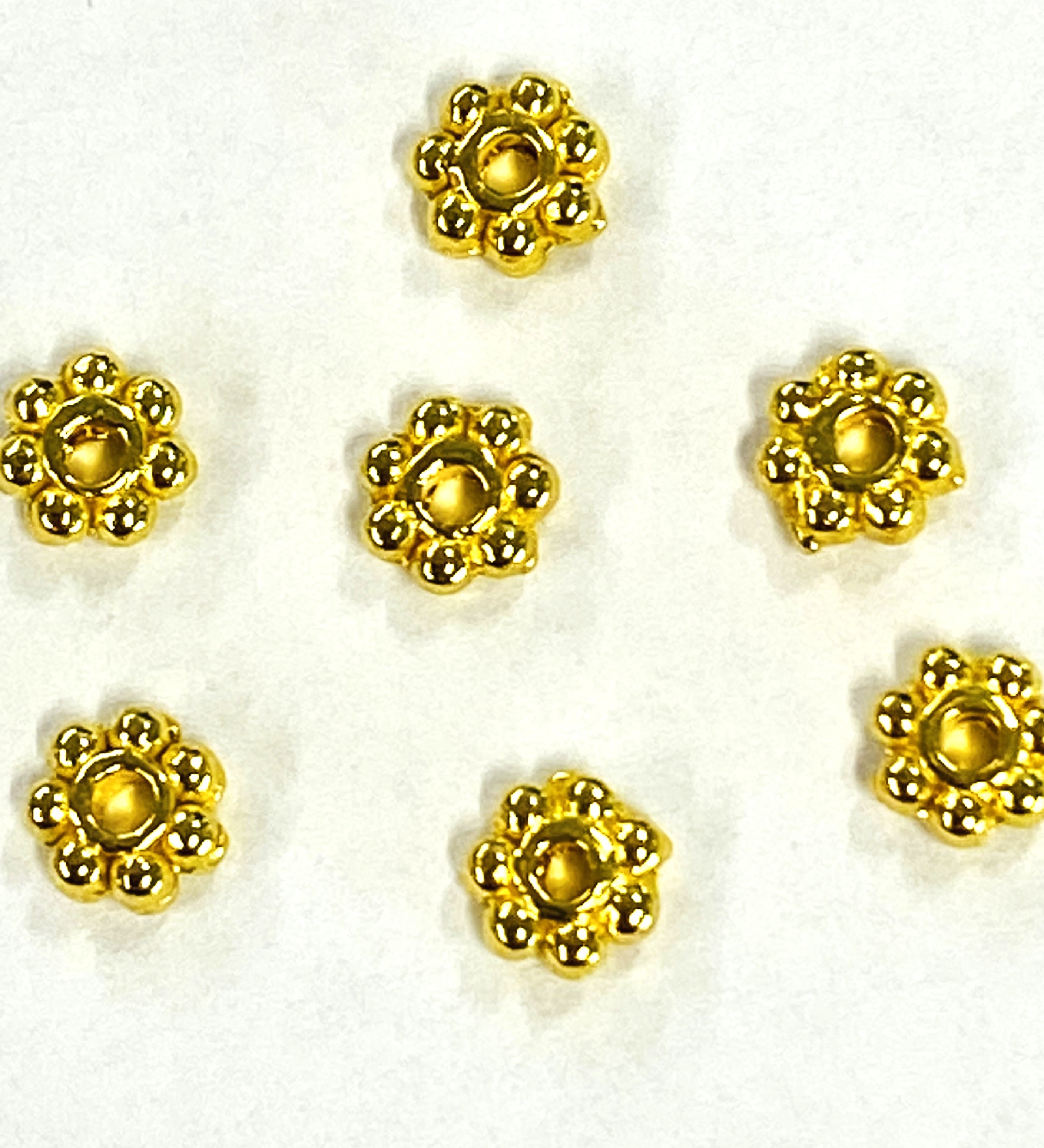 Alliage daisy séparateurs perles de style tibétain, fleur, or (10 pces)