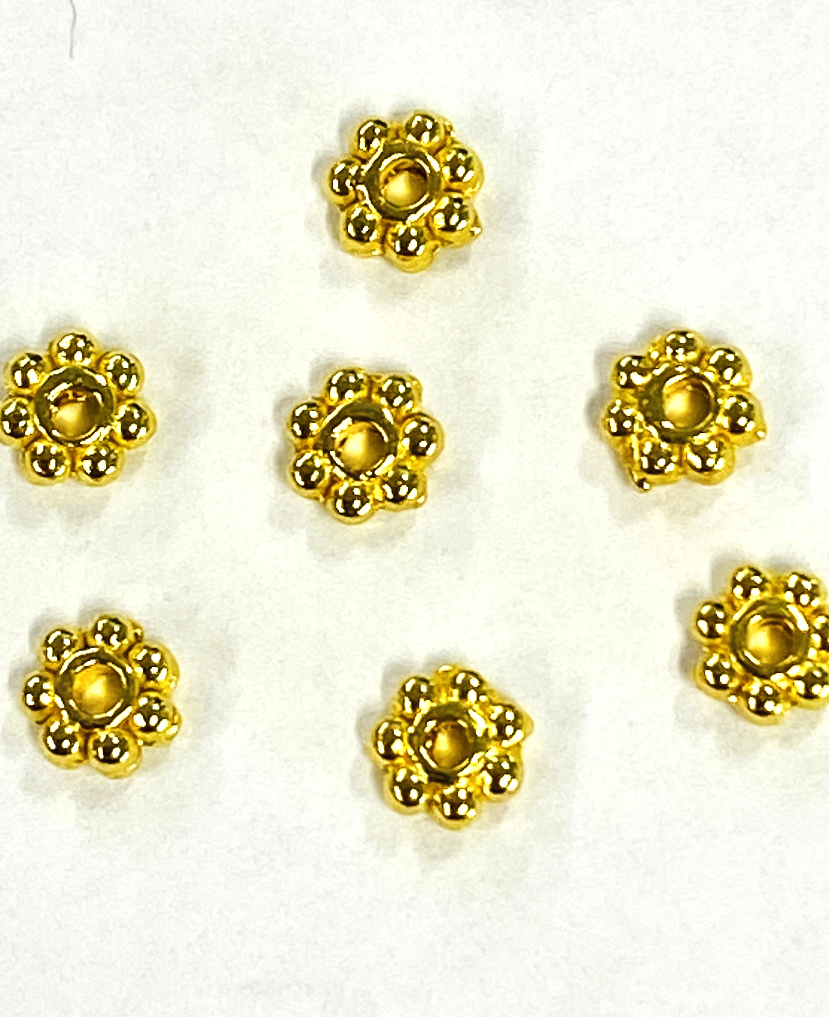 Alliage daisy séparateurs perles de style tibétain, fleur, or (10 pces)