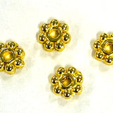 Alliage daisy séparateurs perles de style tibétain, fleur, or (10 pces)
