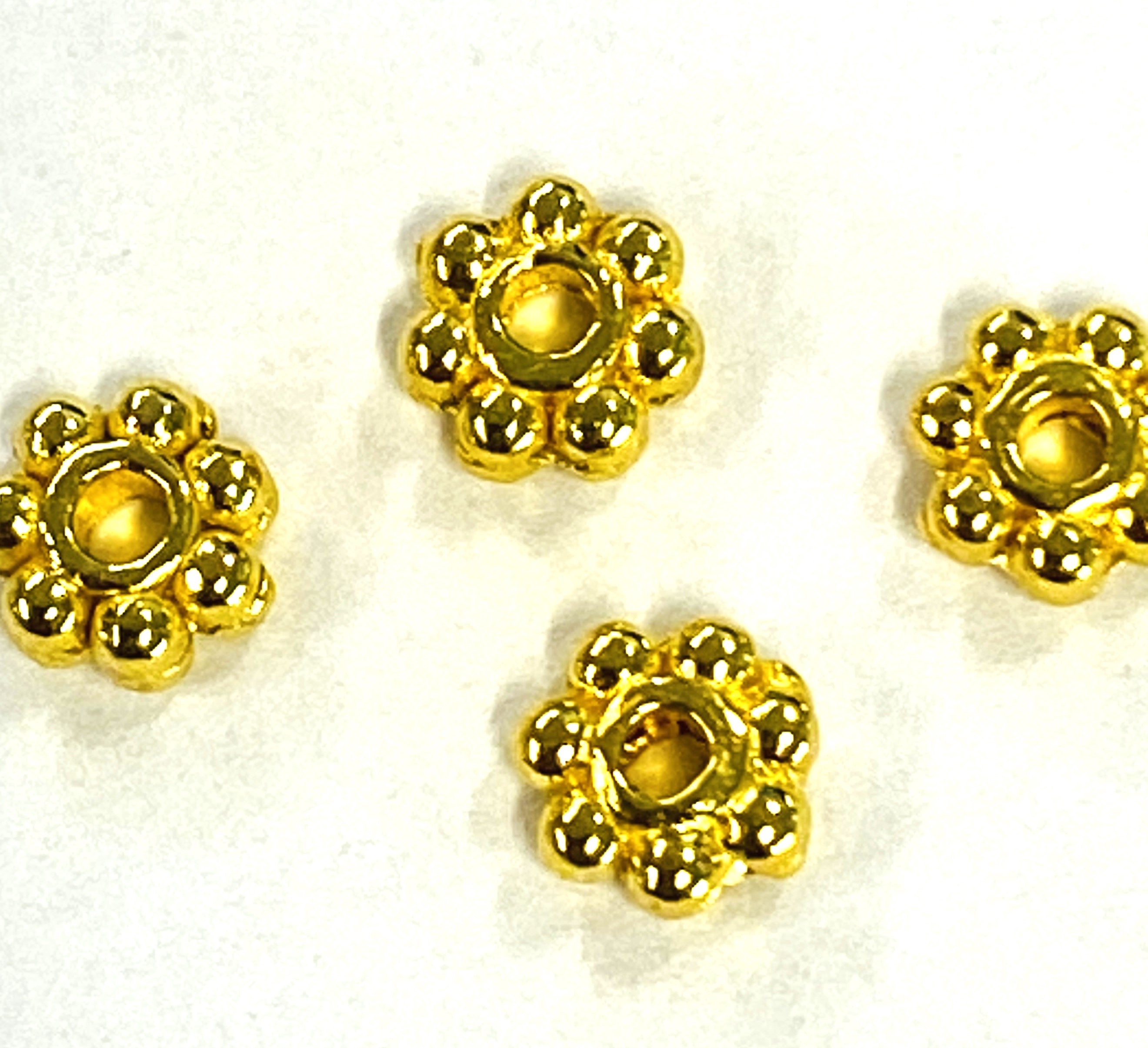 Alliage daisy séparateurs perles de style tibétain, fleur, or (10 pces)