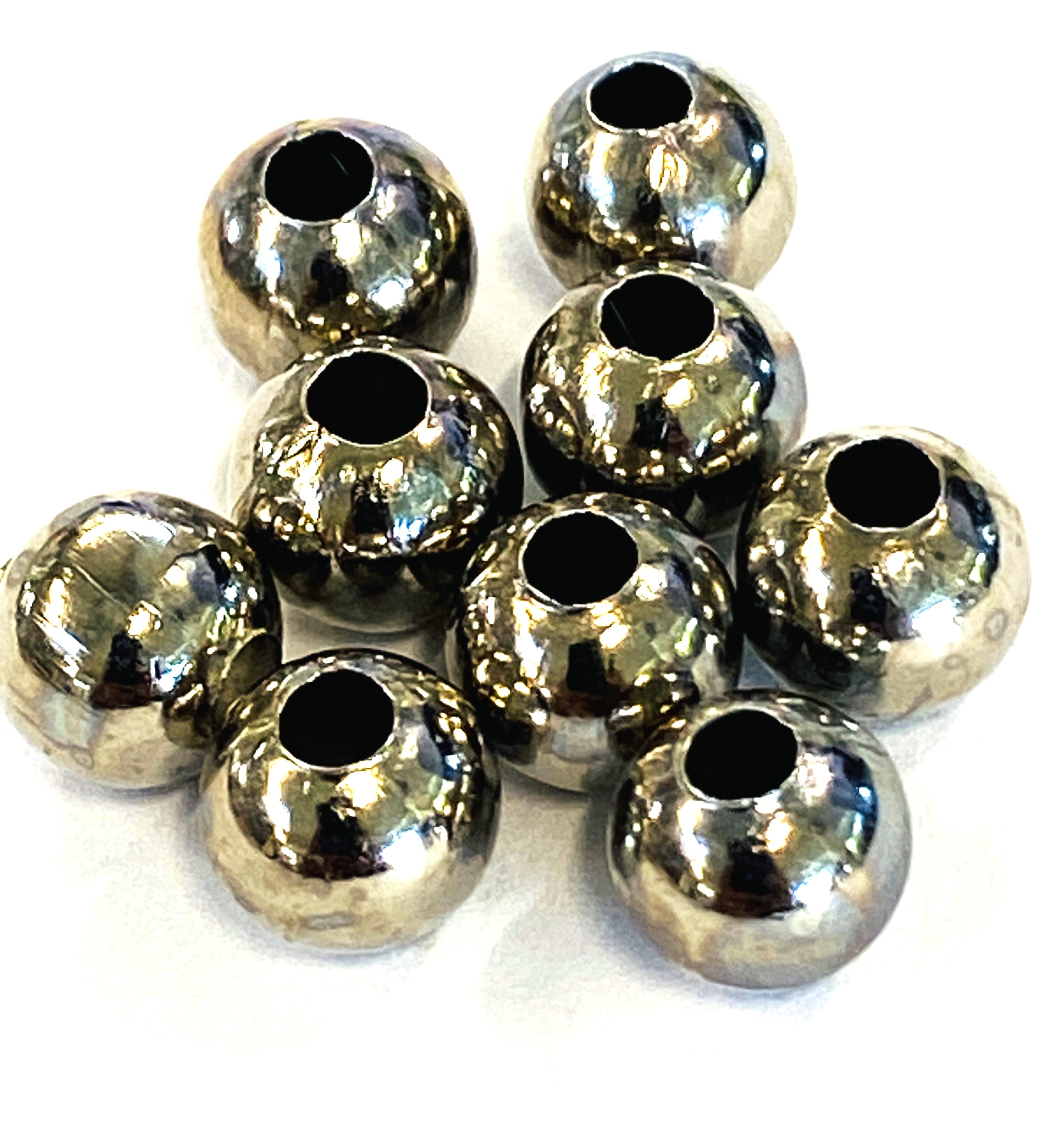  Perles rondes en fer - Couleur platine (5 pièces )