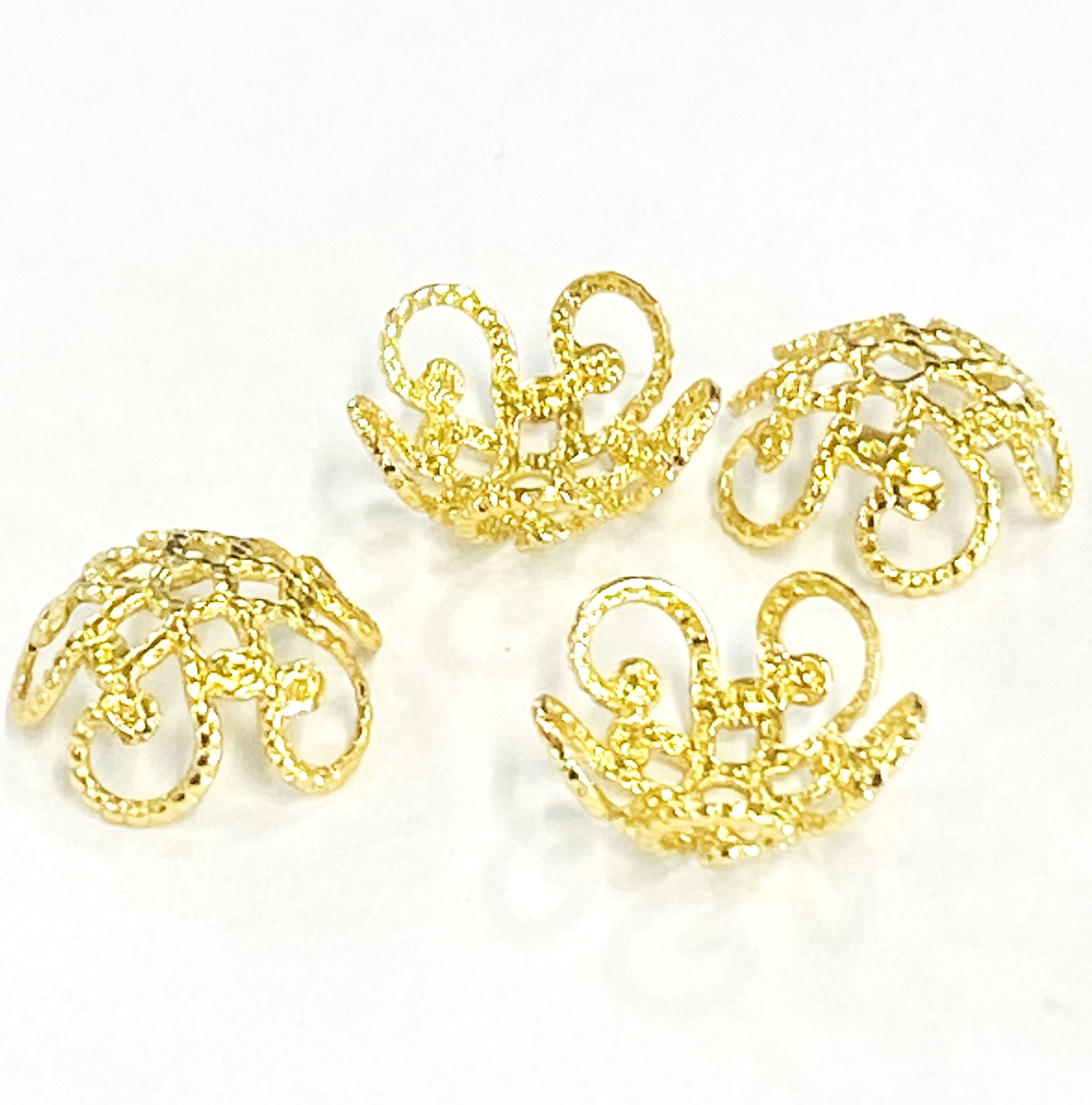 Bonnets fantaisie en laiton à fleurs 5 pétales (4 pièces)