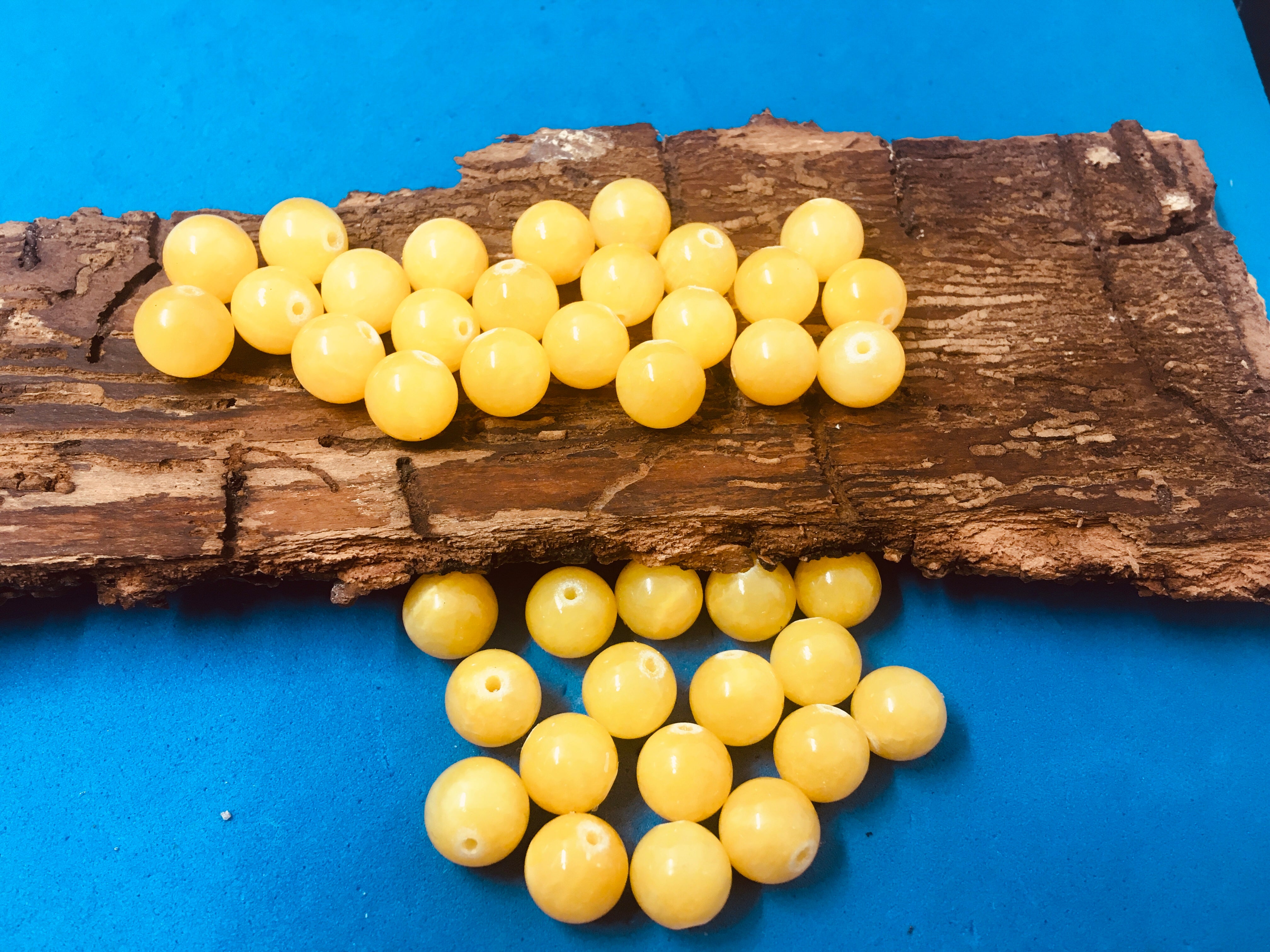 Ronde 10 - Jade Mashan naturelle jaune  (5 pces)