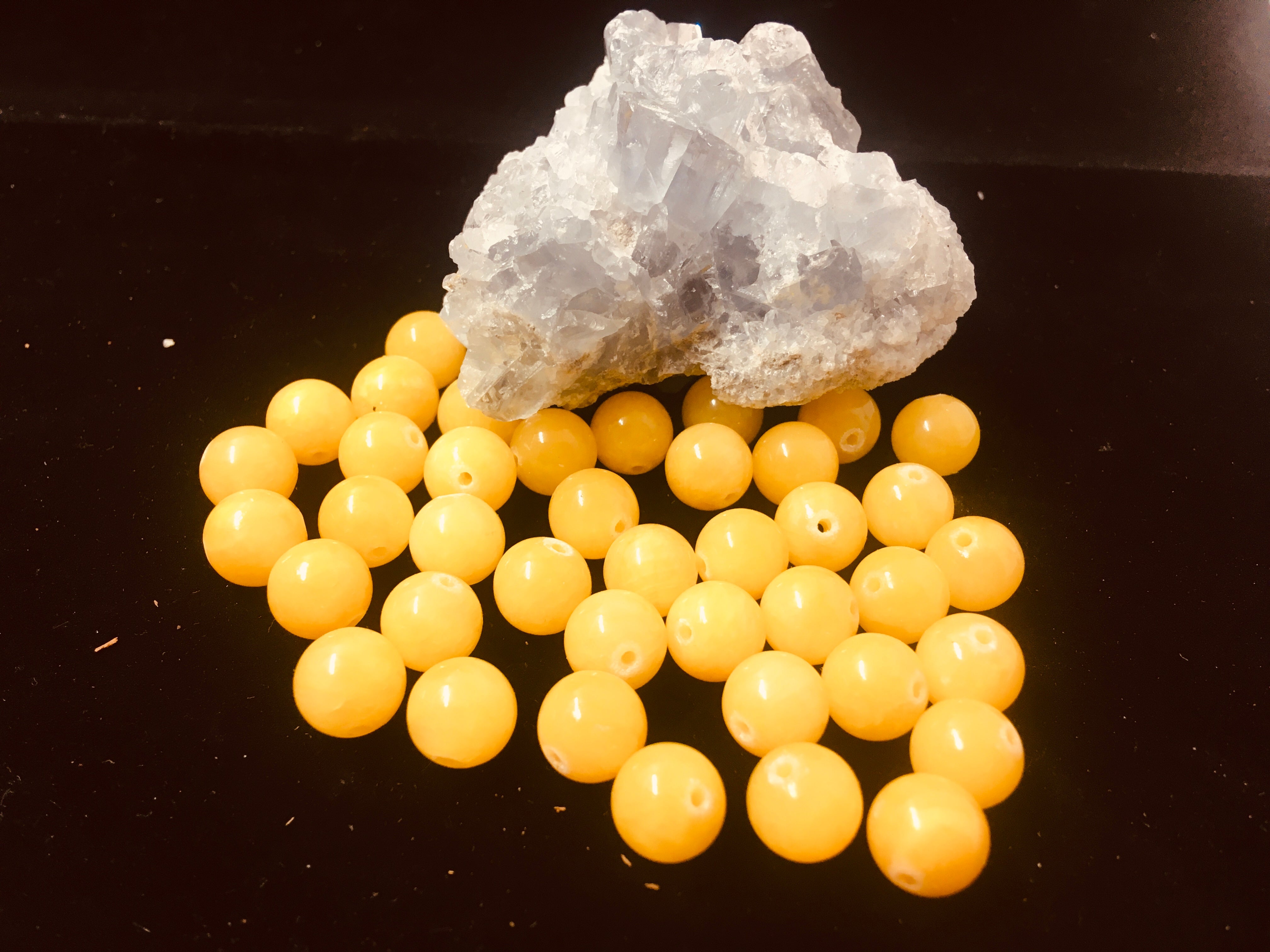 Ronde 10 - Jade Mashan naturelle jaune  (5 pces)