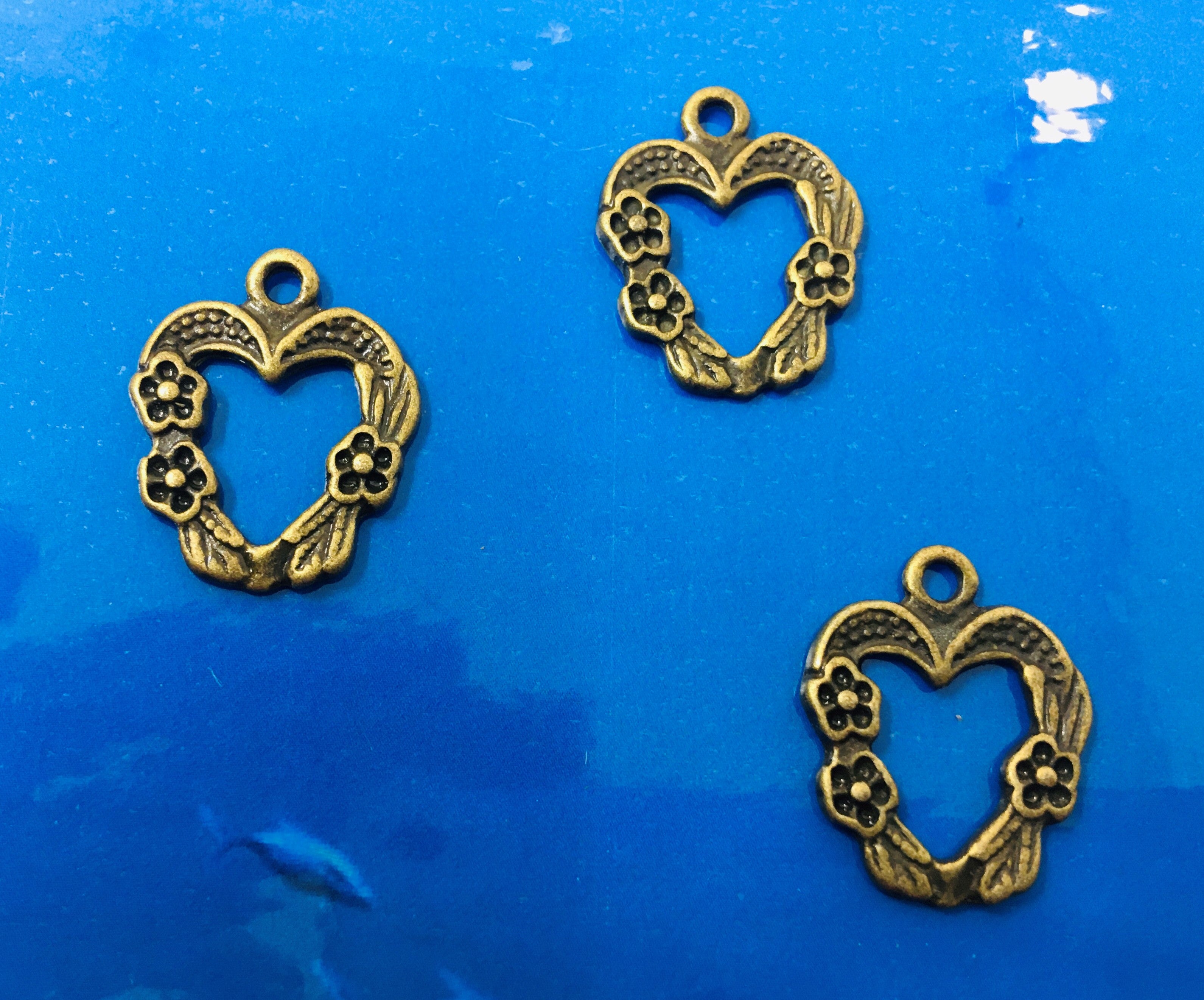 Pendentif cœur - style tibétain (1 pce)