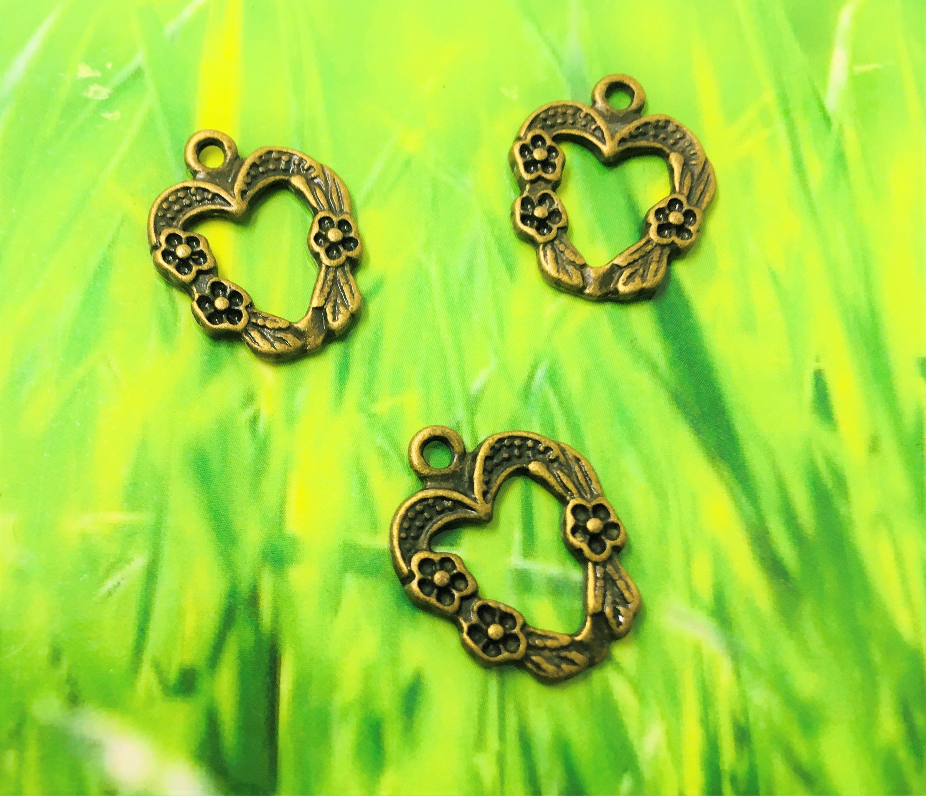 Pendentif cœur - style tibétain (1 pce)