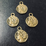 Pendentif sculpté sur les deux faces style tibétain - visage homme (1 pce)