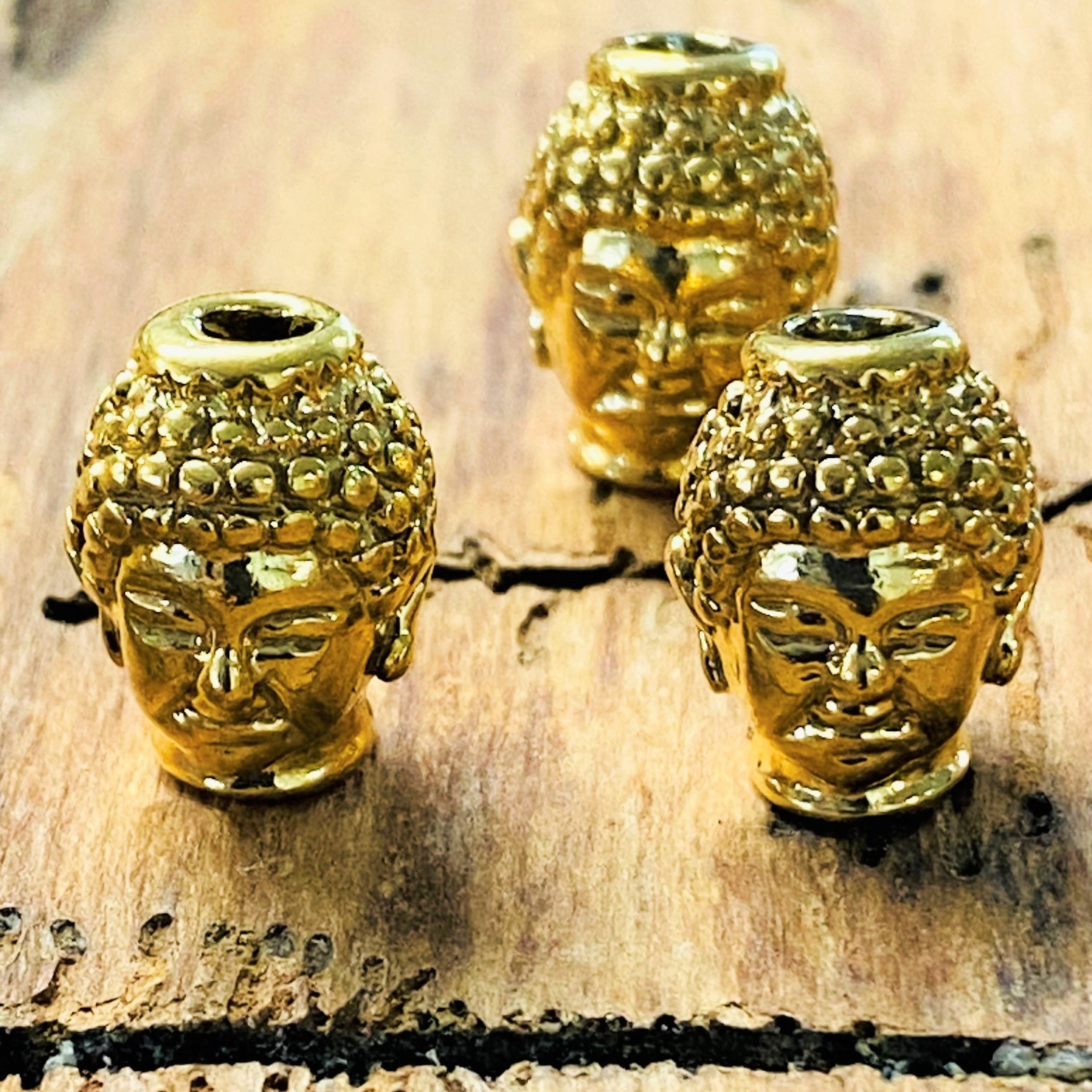 Perle intercalaire - Tête de Bouddha, Or (1pce)