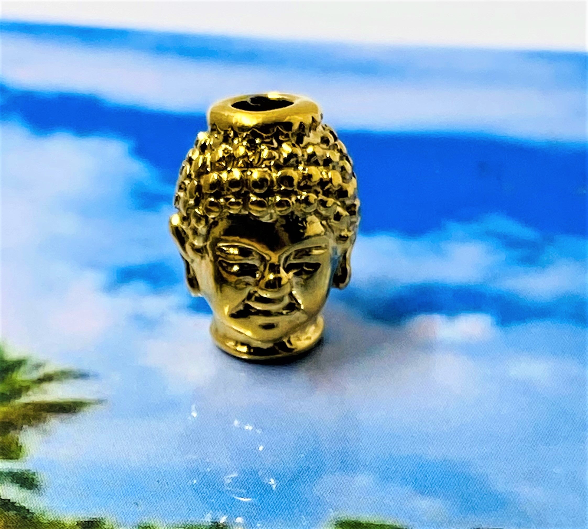 Perle intercalaire - Tête de Bouddha, Or (1pce)