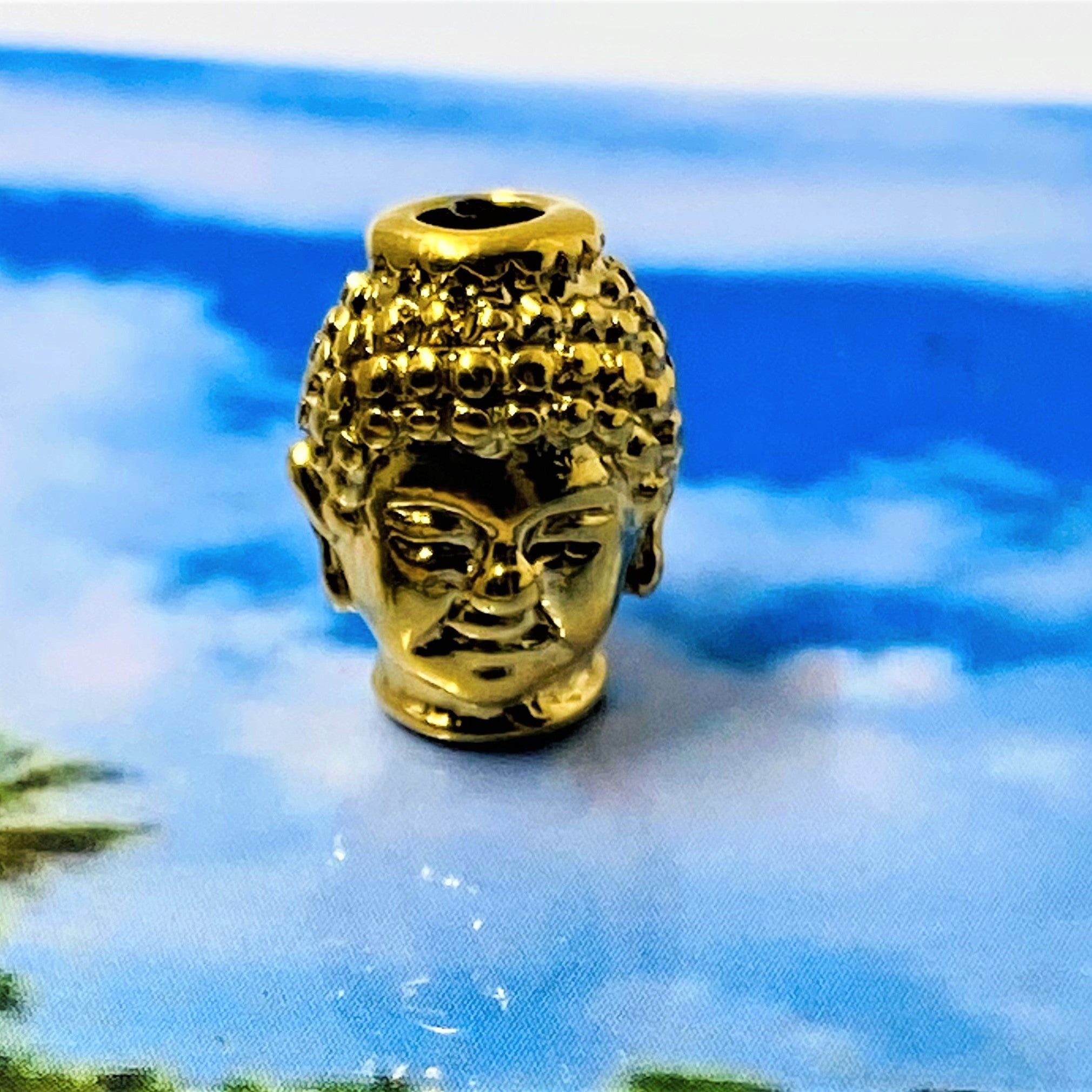 Perle intercalaire - Tête de Bouddha, Or (1pce)