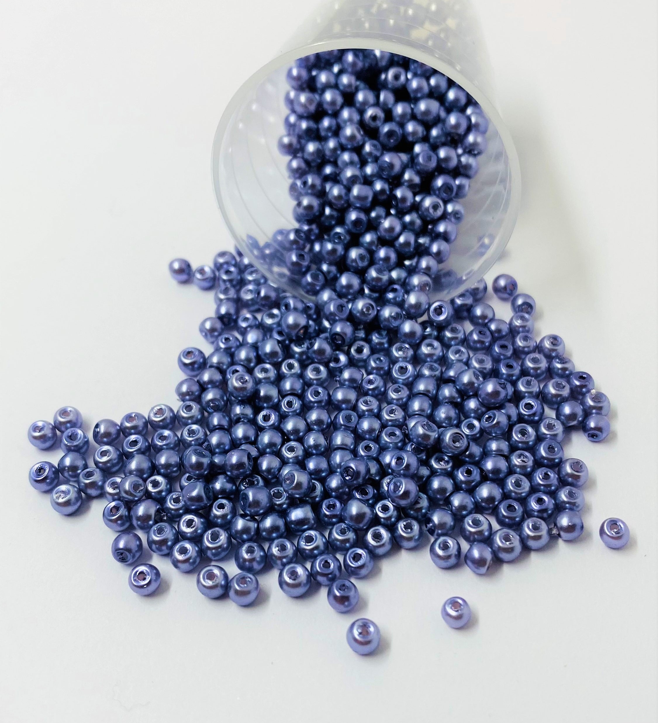 Perle de Verre- 3 -Ronde Nacré Bleuet (10 pces)          