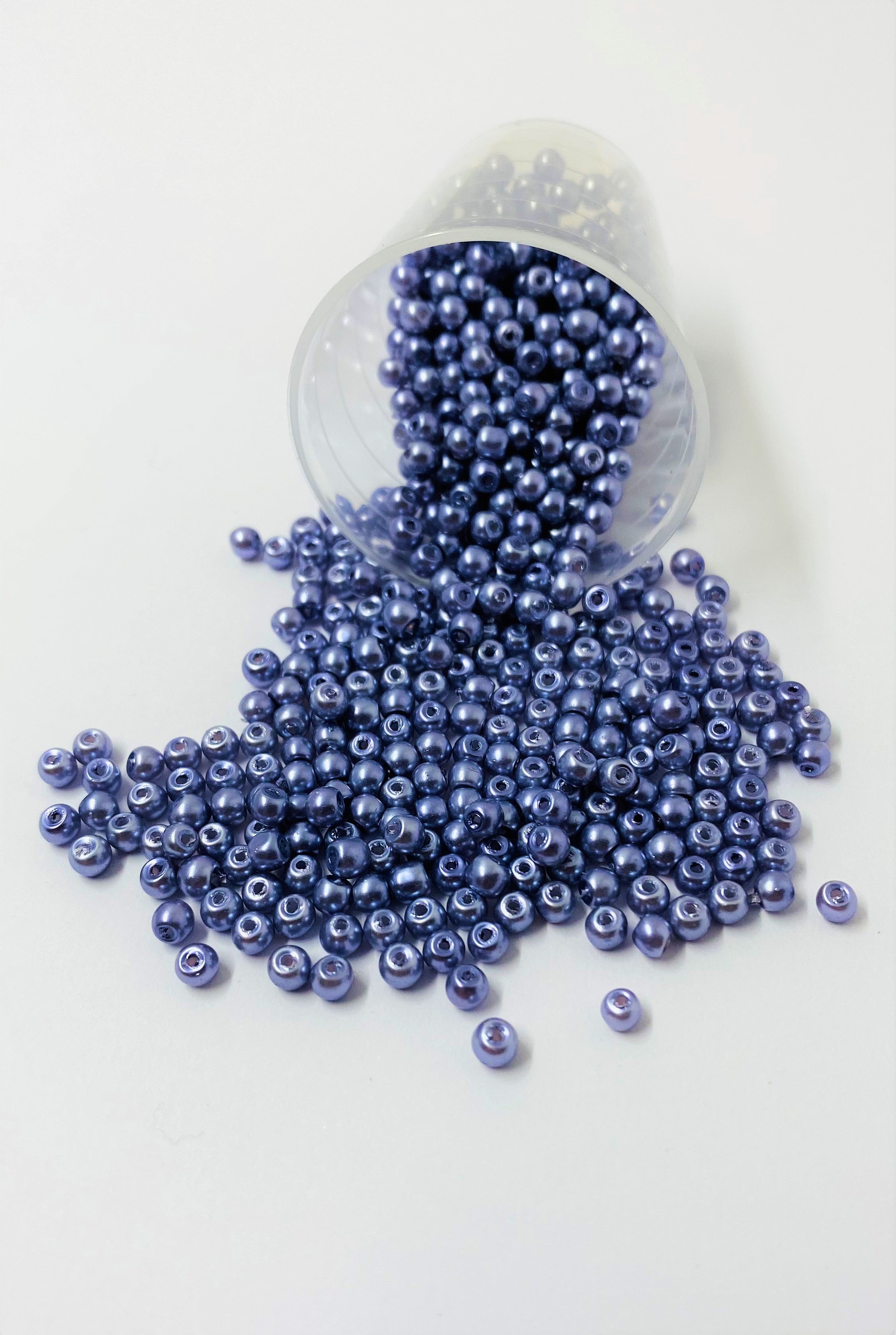 Perle de Verre- 3 -Ronde Nacré Bleuet (10 pces)          