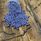 Perle de Verre- 3 -Ronde Nacré Bleuet (10 pces)          