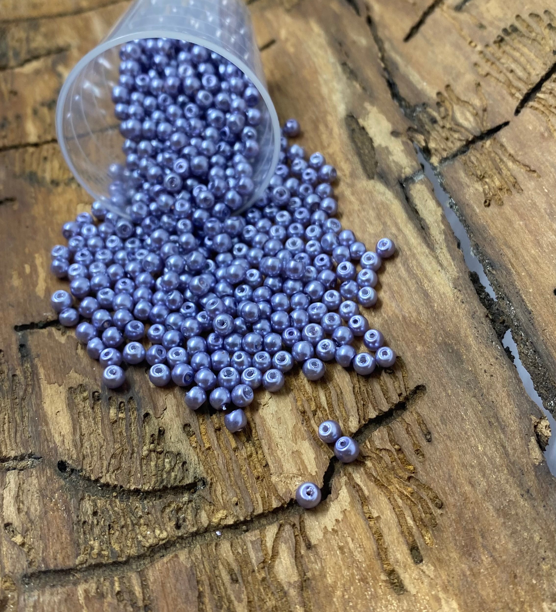 Perle de Verre- 3 -Ronde Nacré Bleuet (10 pces)          