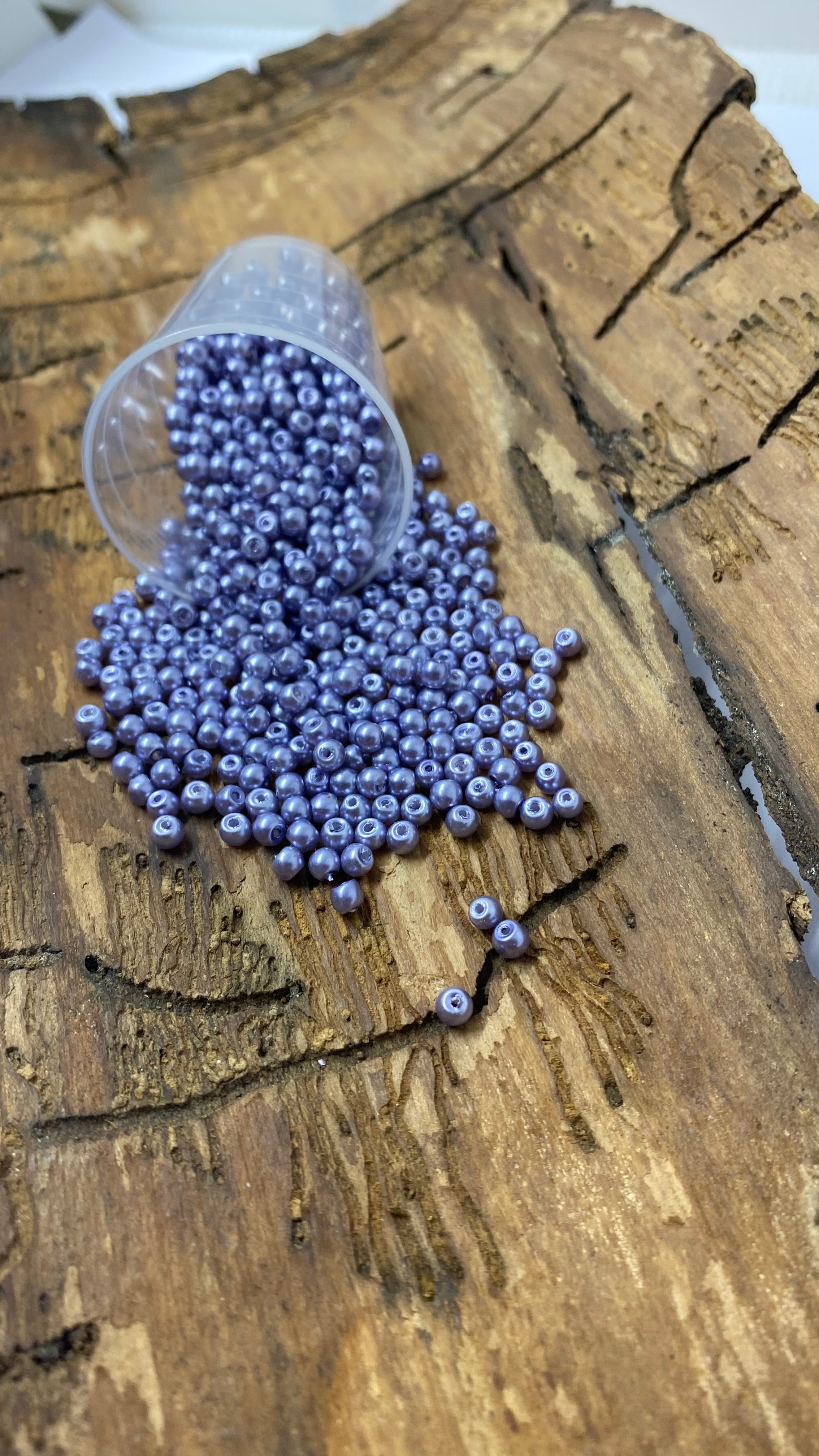 Perle de Verre- 3 -Ronde Nacré Bleuet (10 pces)          