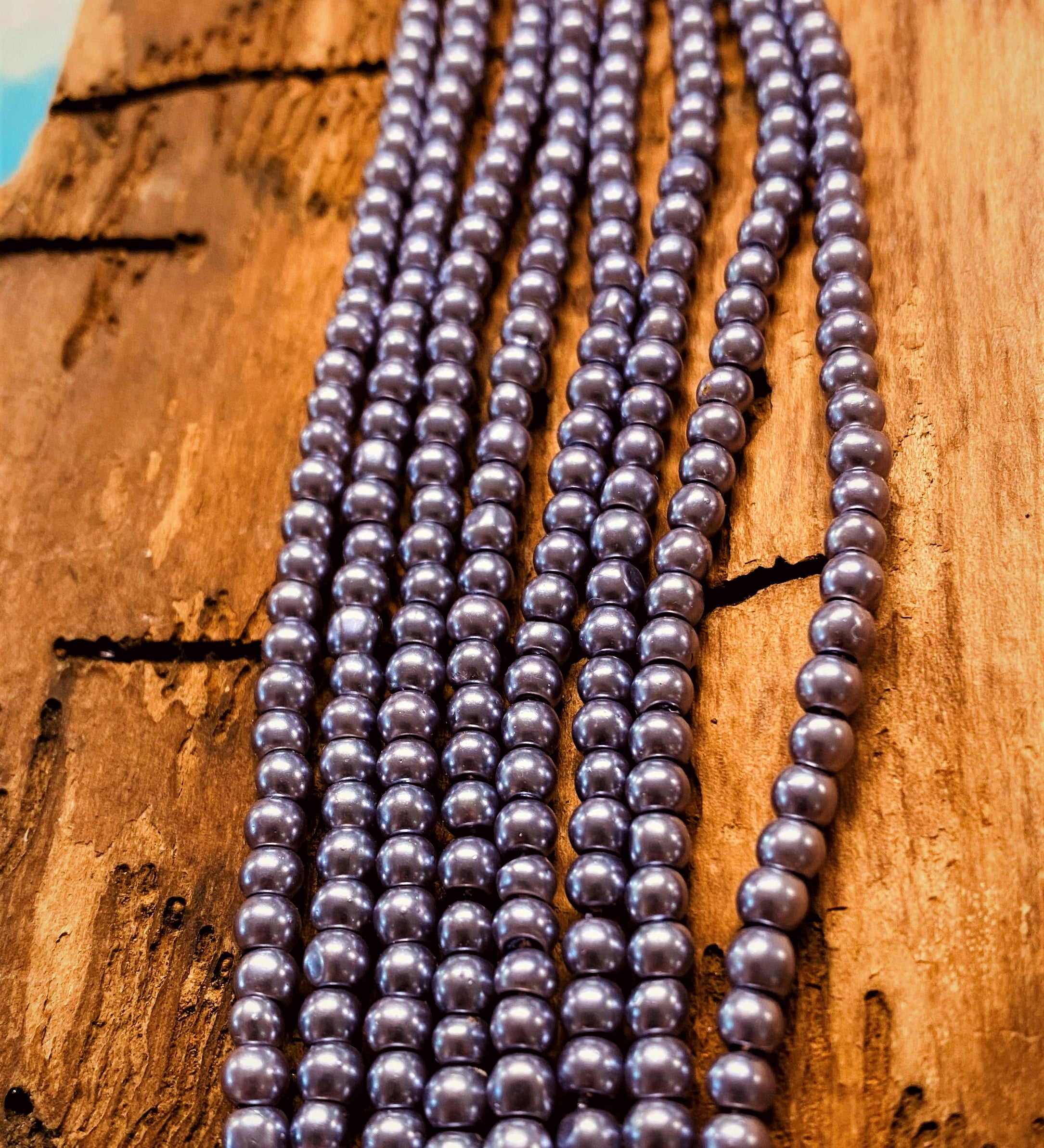 Perle de Verre- 3 -Ronde Nacré Bleuet (10 pces)          