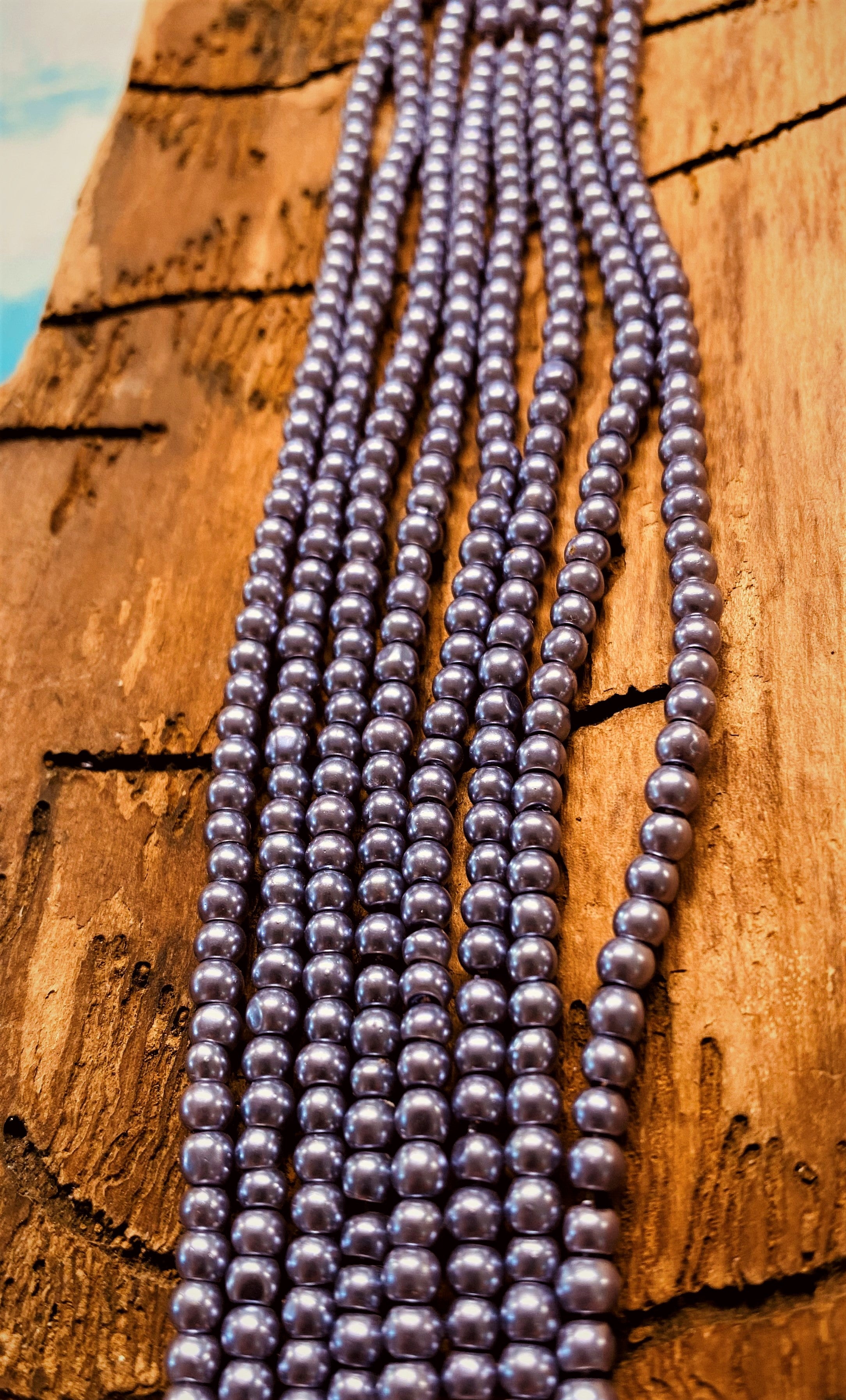 Perle de Verre- 3 -Ronde Nacré Bleuet (10 pces)          