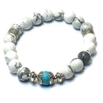 Bracelet en perles d'Howlite naturelle blanche, turquoise (1 pce)