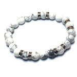 Bracelet en perles d'Howlite naturelle blanche, turquoise (1 pce)