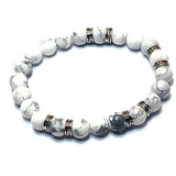 Bracelet en perles d'Howlite naturelle blanche, turquoise (1 pce)
