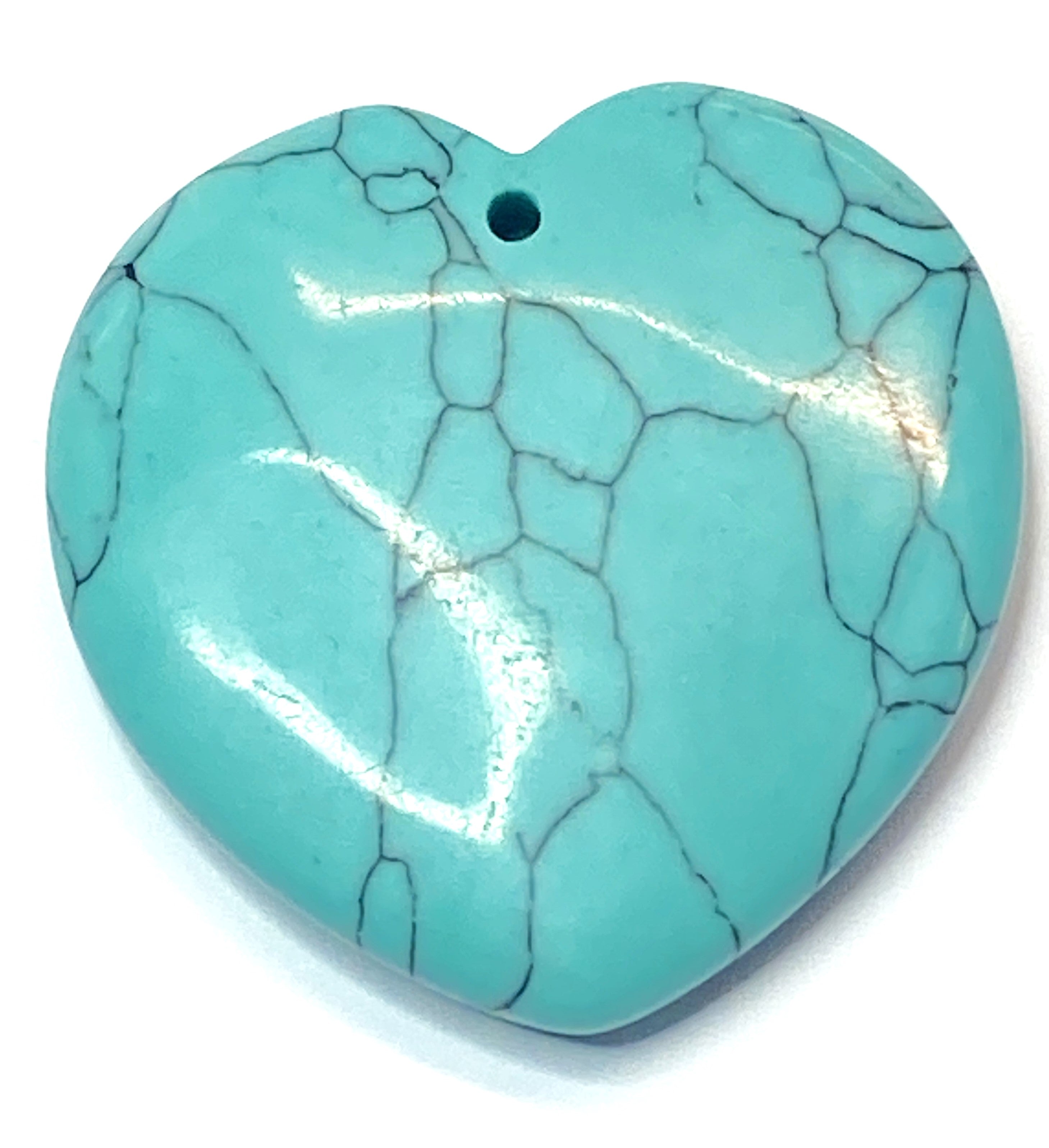 Pendentif pierre précieuse - Coeur - Howlite Turquoise f(pce)