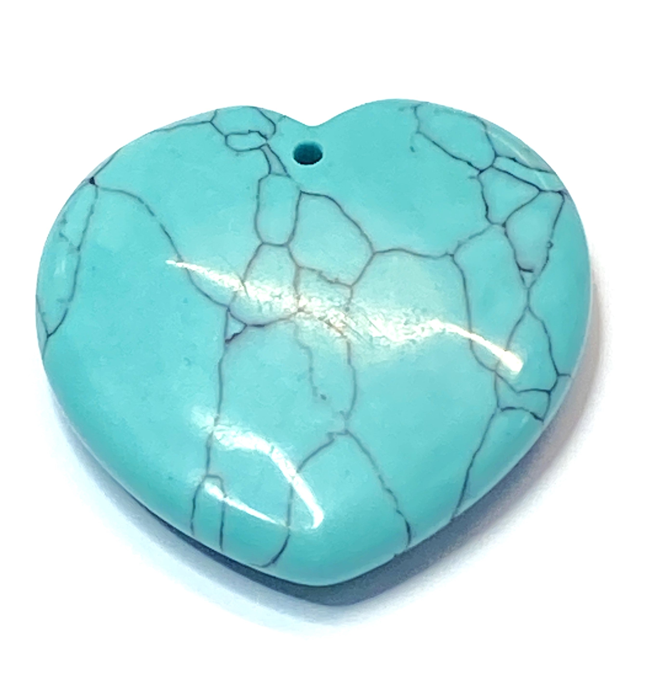 Pendentif pierre précieuse - Coeur - Howlite Turquoise f(pce)