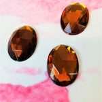 Cabochon ovale en verre facetté  Topaze (2pces)