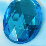 Cabochon ovale en verre facetté Aigue-marine (2pces)