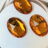 Cabochon ovale en verre facetté Light Topaze (2pces)