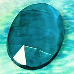 Cabochon ovale en verre facetté Emeraude (2pces)