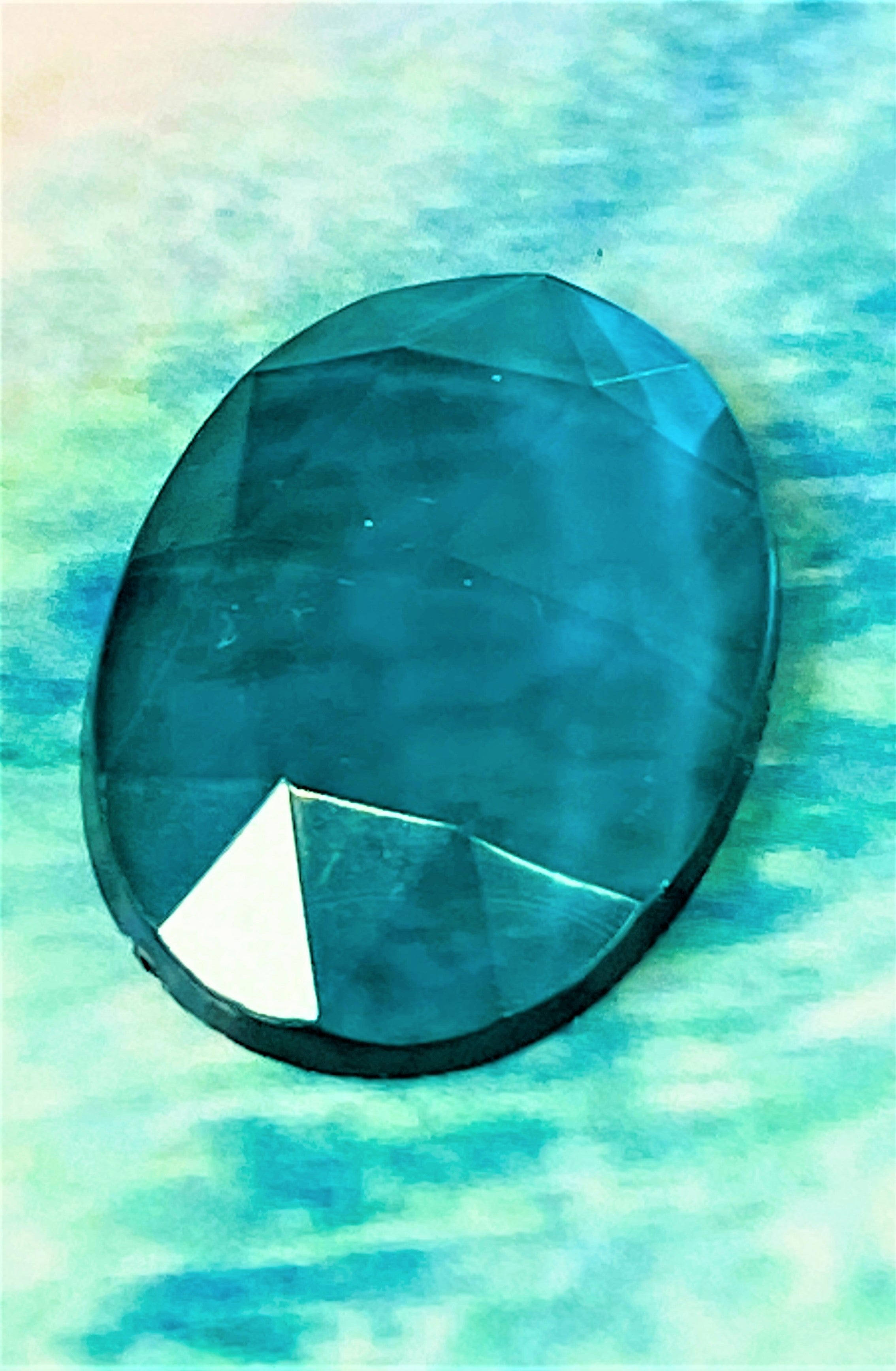 Cabochon ovale en verre facetté Emeraude (2pces)