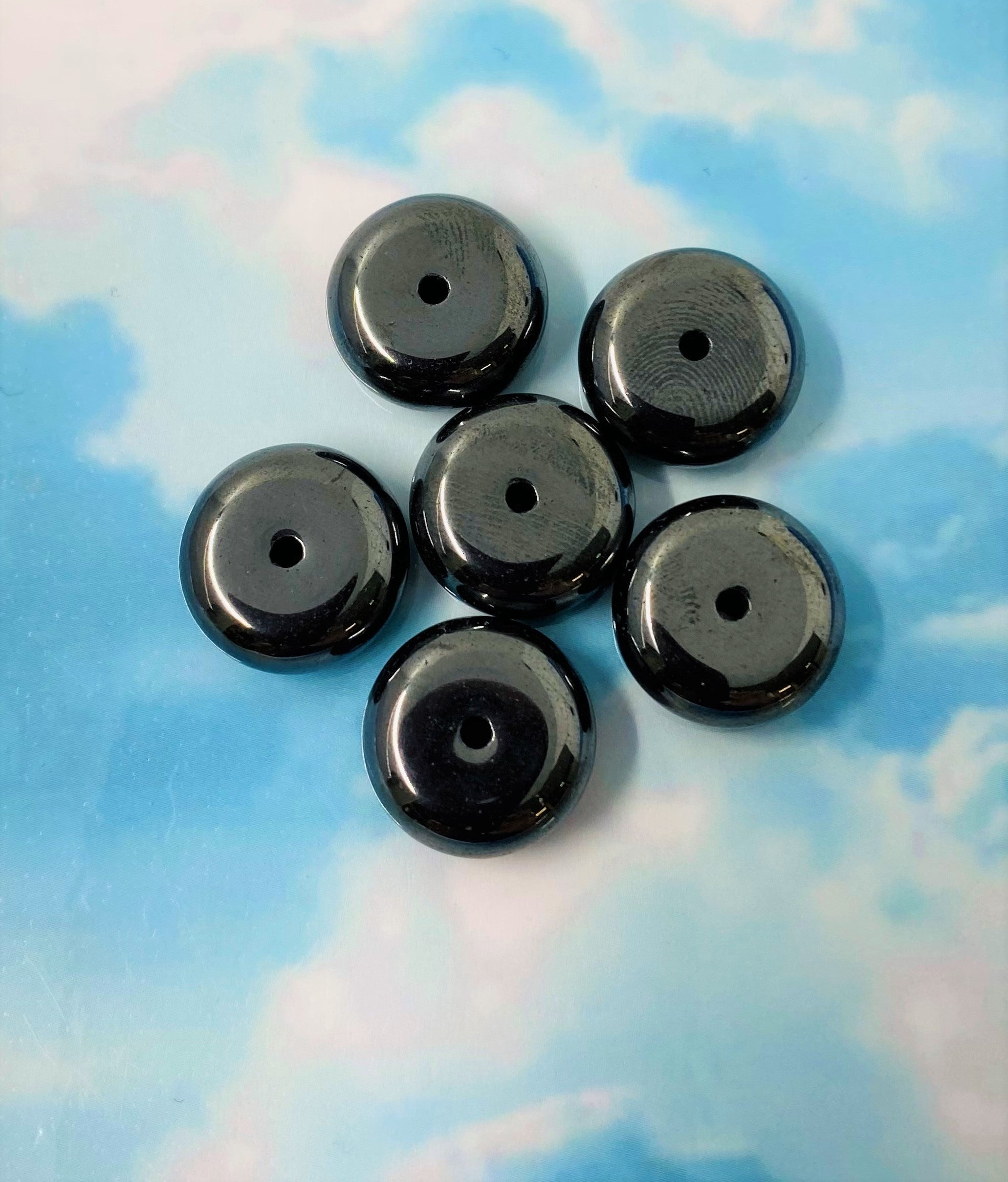 Perle Disque couleur Hématite (3pces)