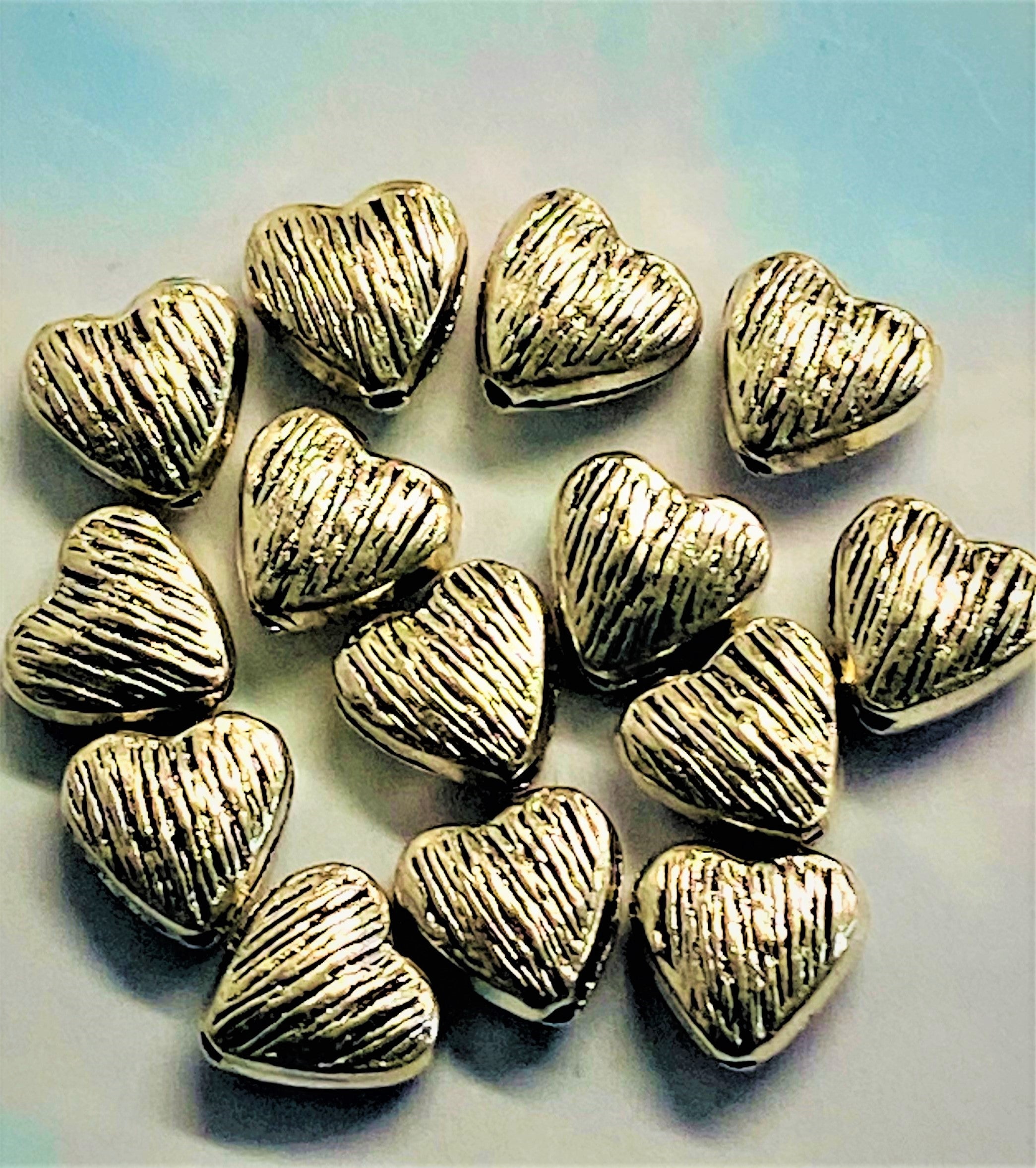 Perle- Petit Coeur, Style Tibétain - Argent antique (5pces)