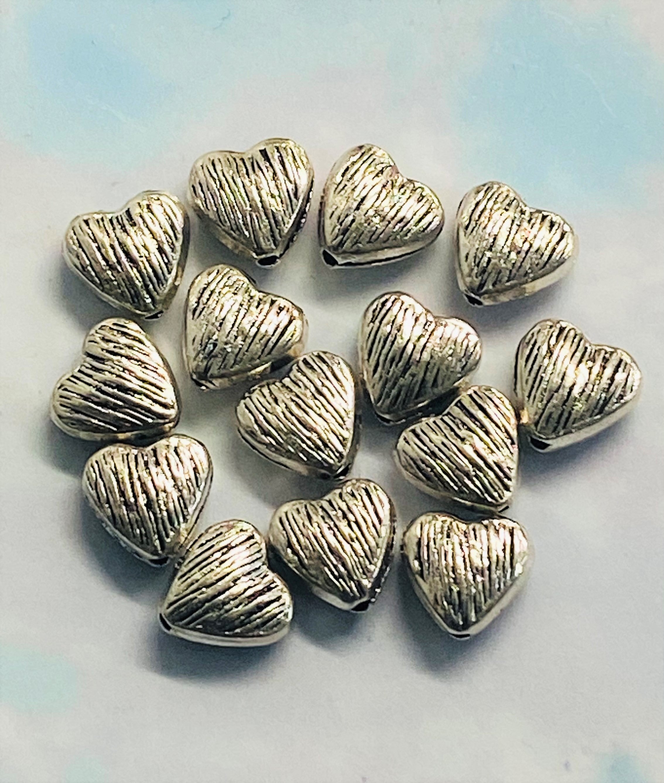 Perle- Petit Coeur, Style Tibétain - Argent antique (5pces)