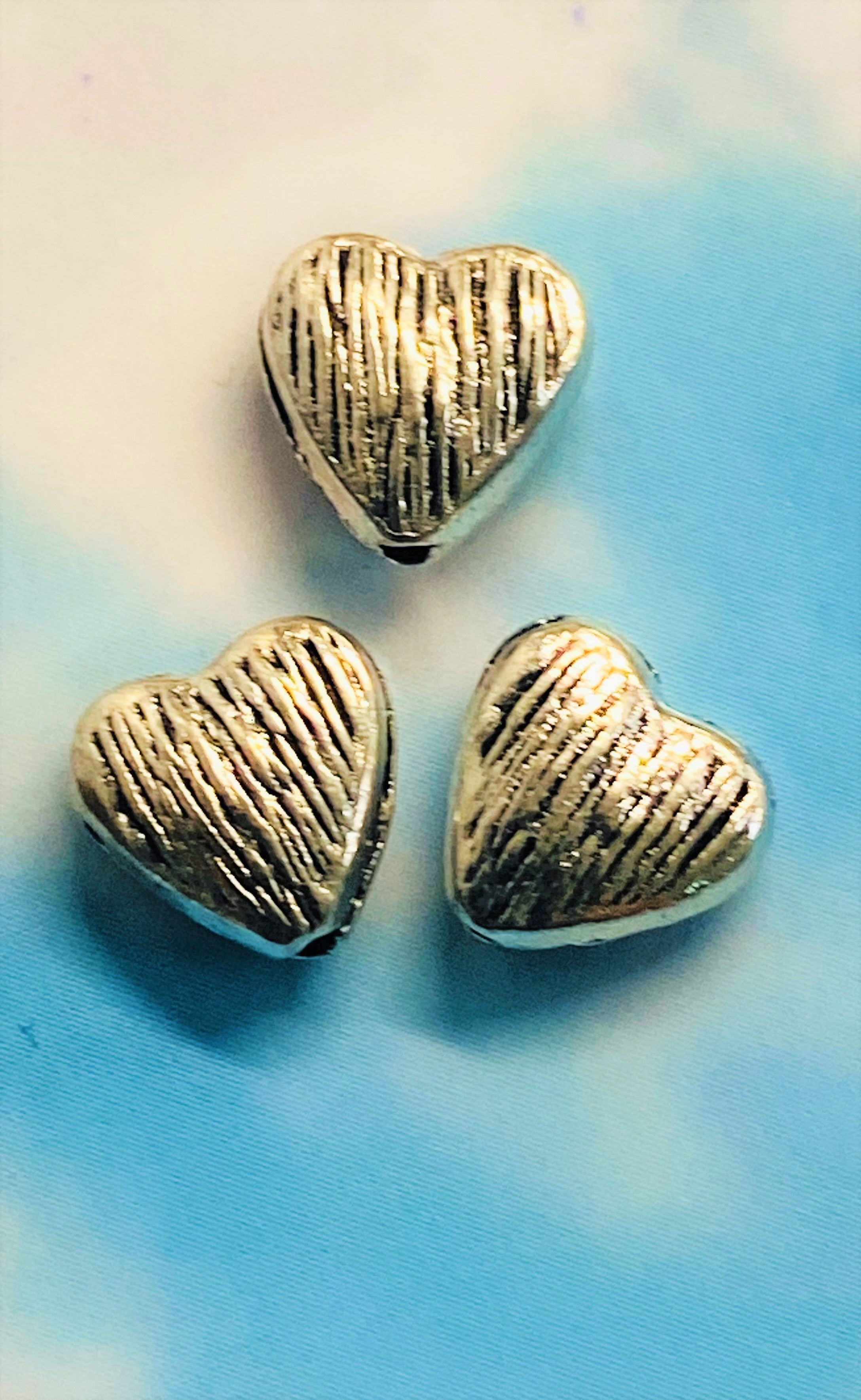 Perle- Petit Coeur, Style Tibétain - Argent antique (5pces)