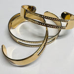 Bracelet manchette avec deux rangées de trous en plaqué Or (1 pièce)