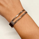 Bracelet manchette avec deux rangées de trous en plaqué en laiton plaqué Rhodium (1 pièce)