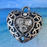 Pendentif - Cœur avec strass argent antique (1 pce)