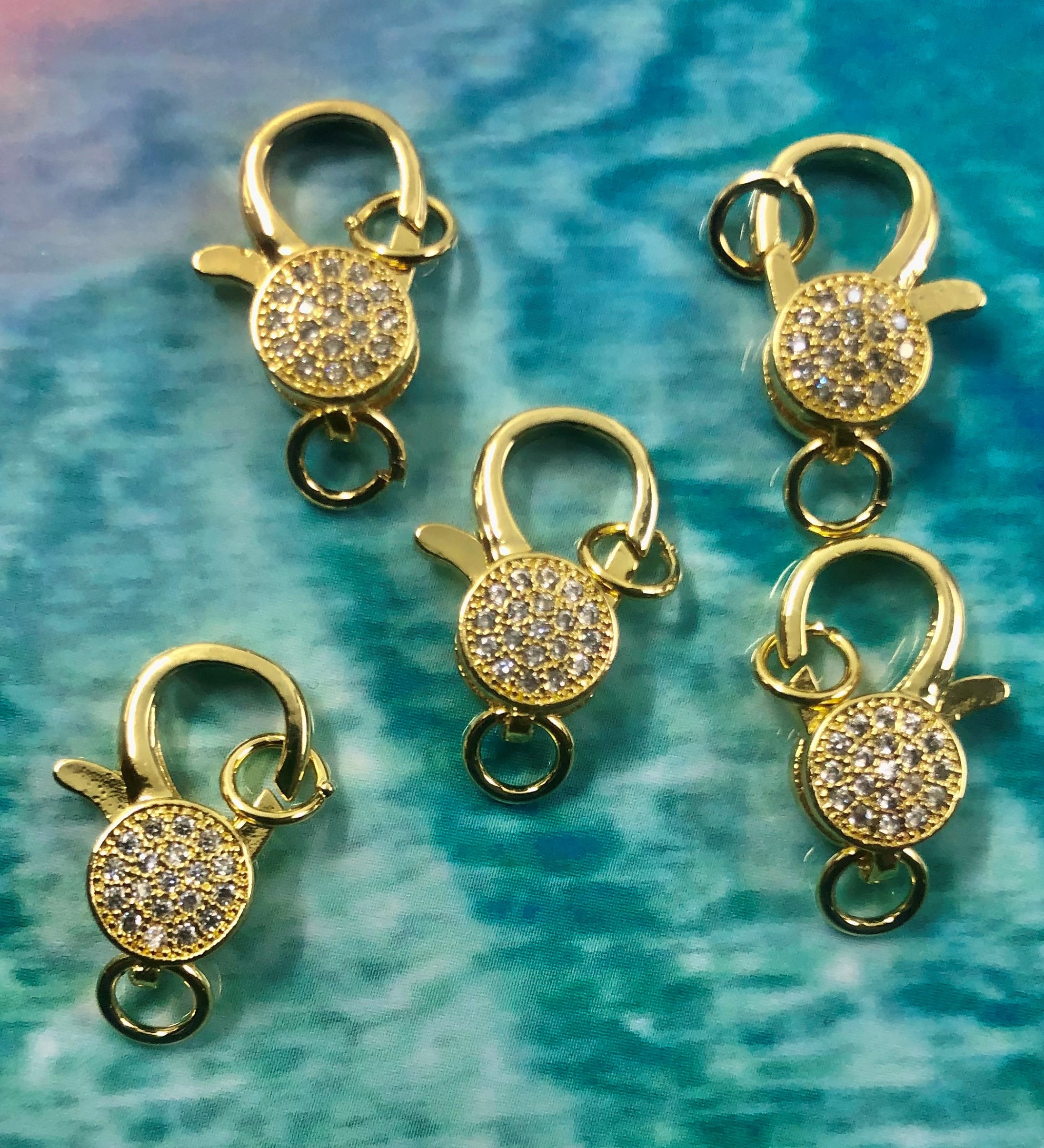 Fermoir - Mousquetons avec zircons - Or (1 pce)