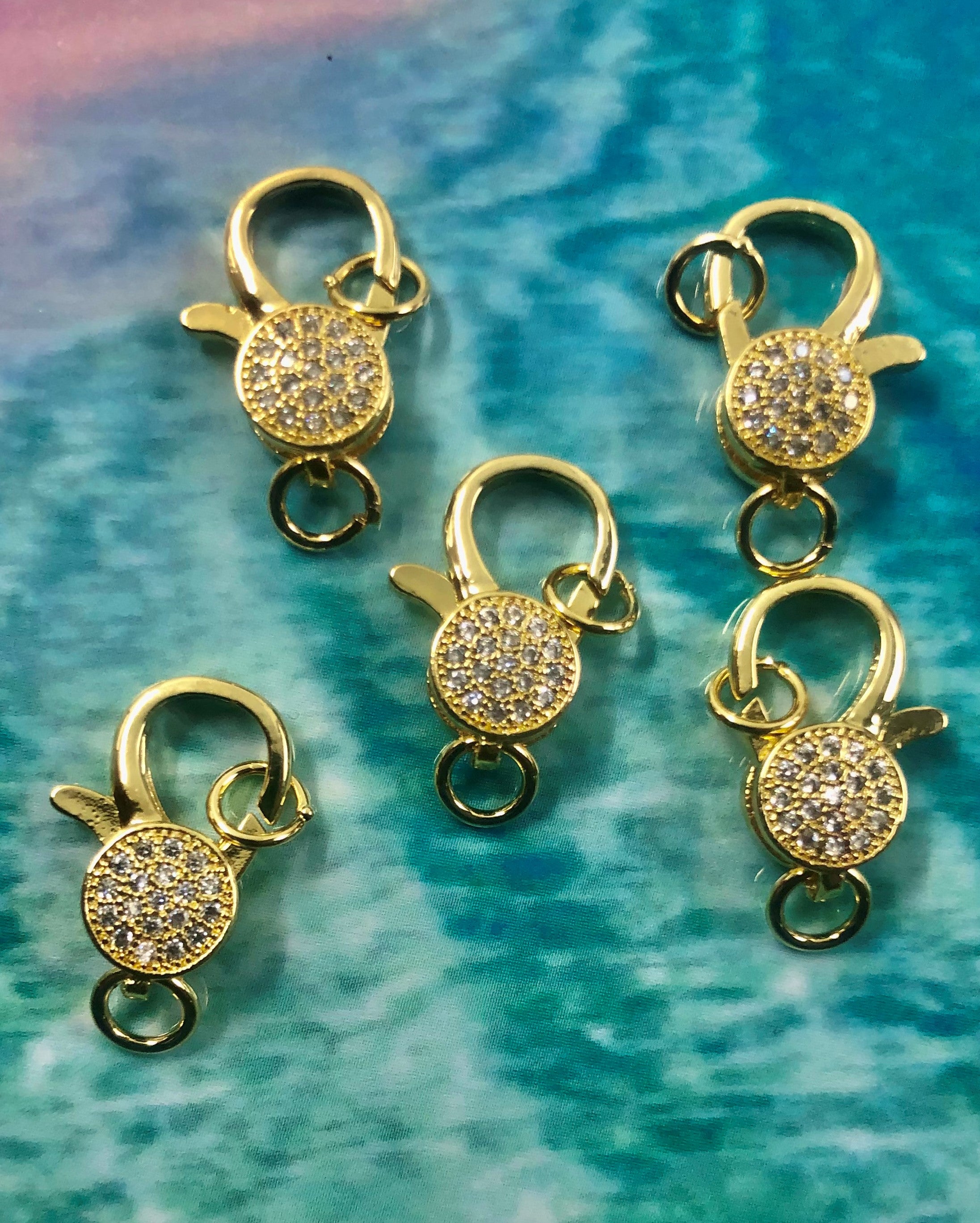 Fermoir - Mousquetons avec zircons - Or (1 pce)