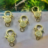 Fermoir - Mousquetons avec zircons - Or (1 pce)