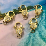 Fermoir - Mousquetons avec zircons - Or (1 pce)