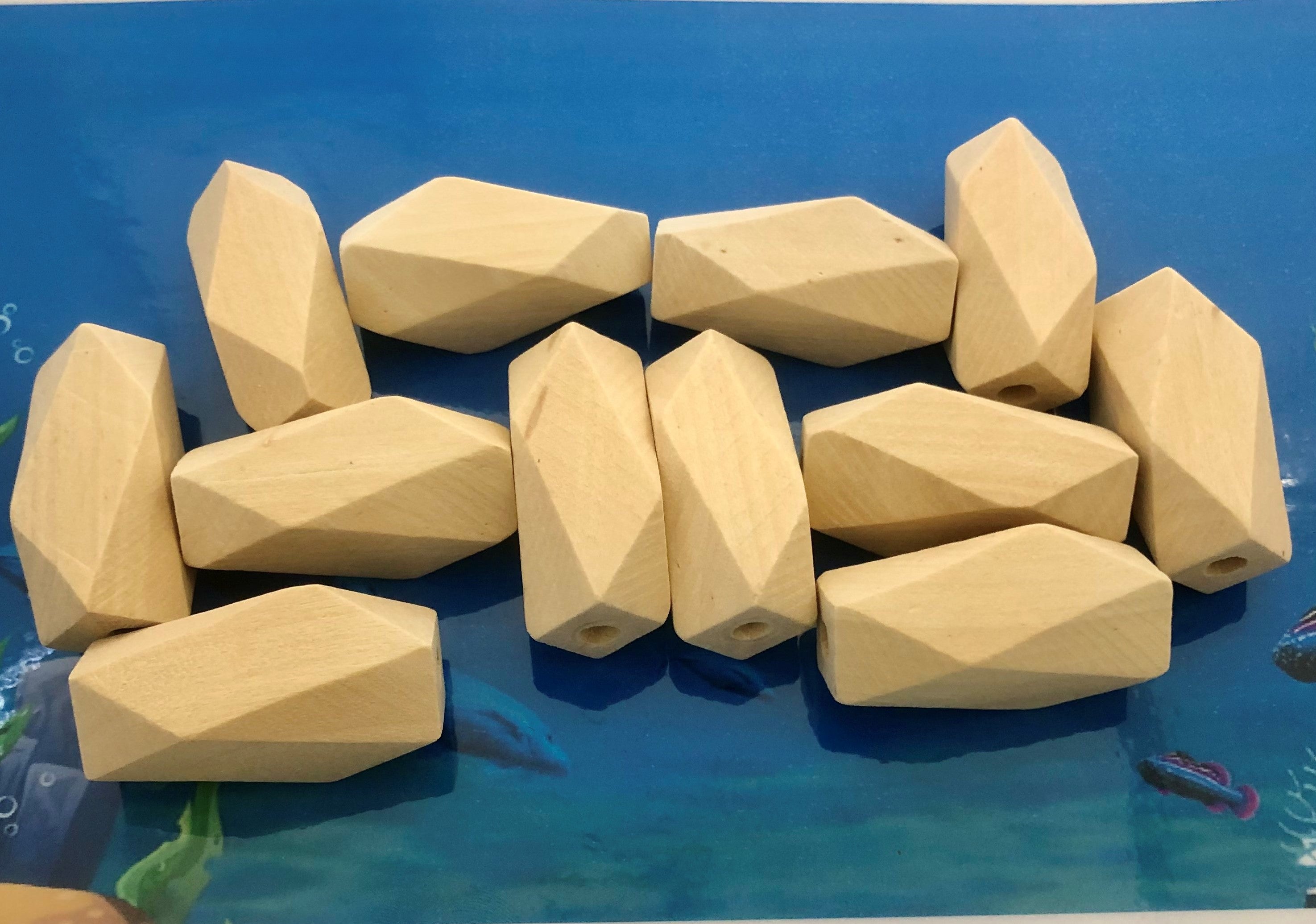 Perles  en bois allongée 40 mm (2pces)