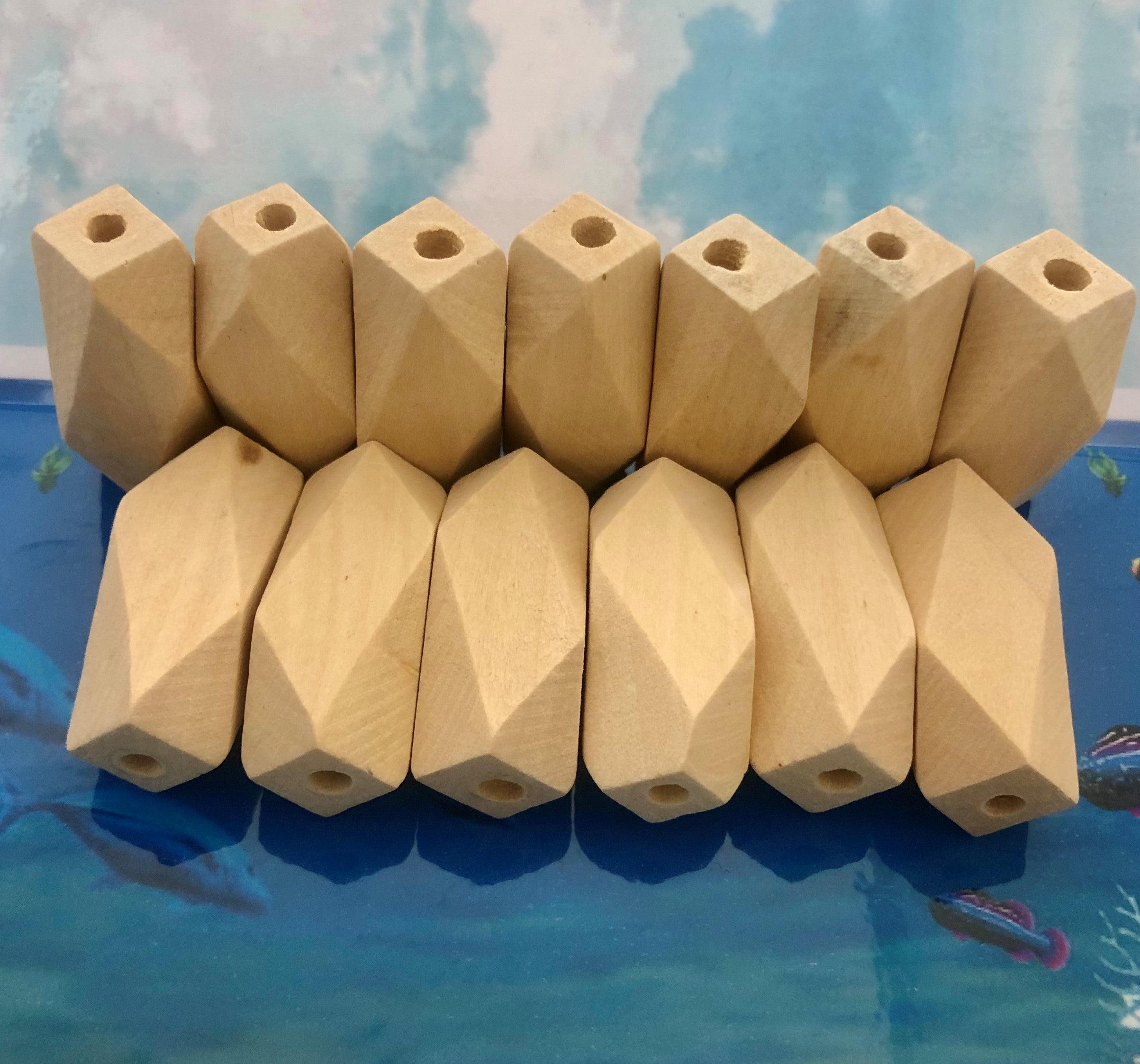 Perles  en bois allongée 40 mm (2pces)