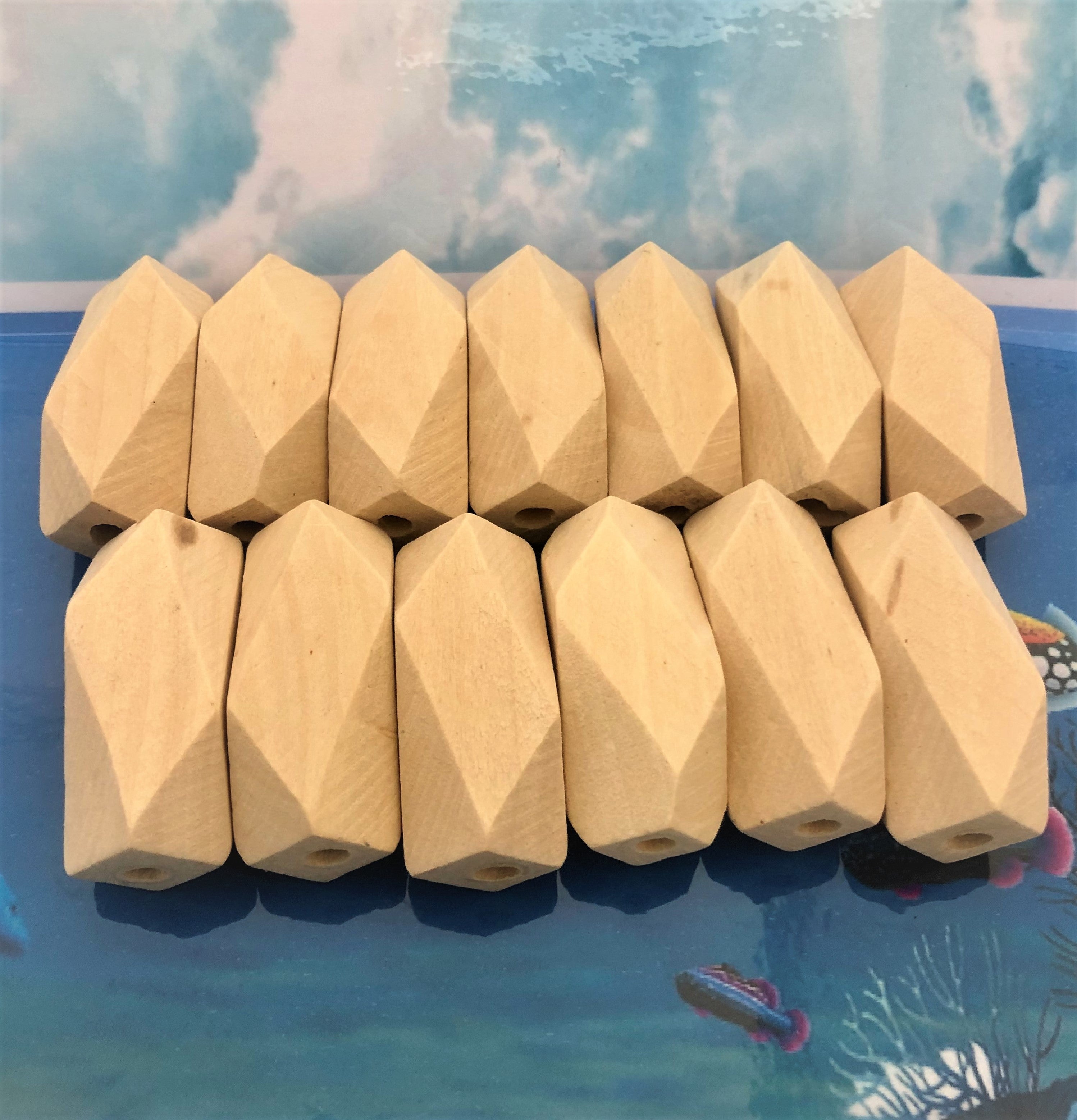 Perles  en bois allongée 40 mm (2pces)