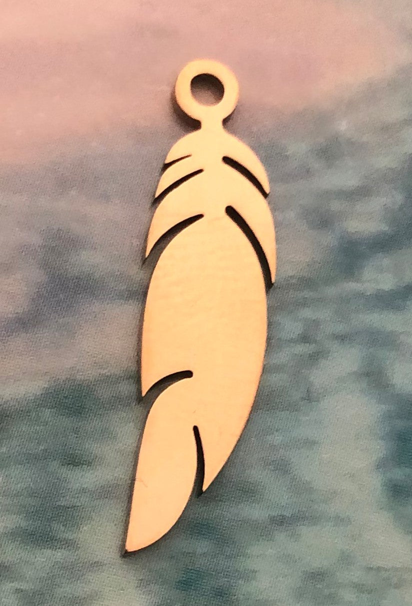 Pendentif - Plume filigrane  Or rose (1 pce)